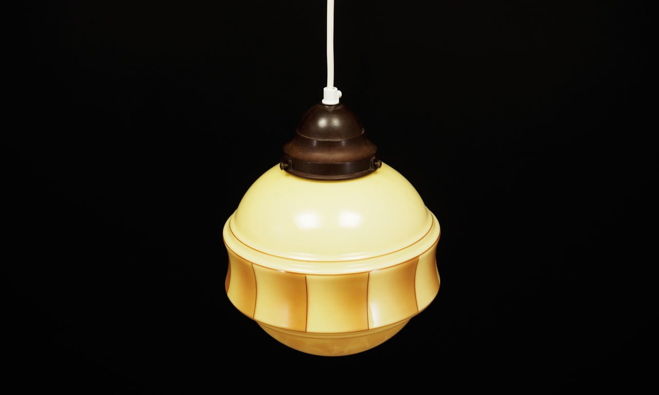 Vintage pendant lamp glass cream 1970s