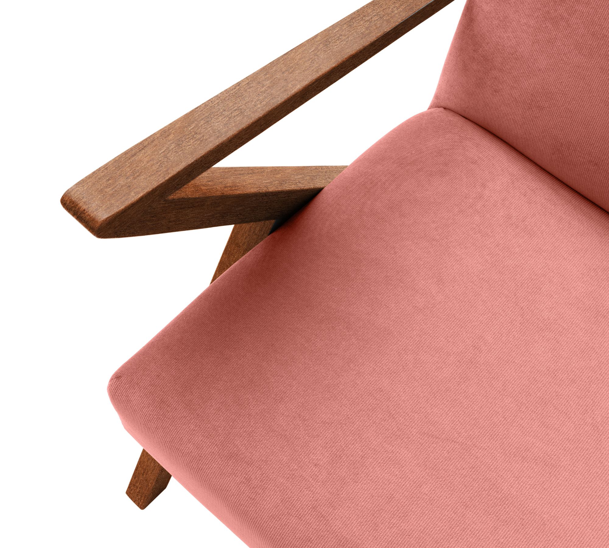 Retrostar 2er Sofa Velvet Line Nussbaum Beizung Rosa
