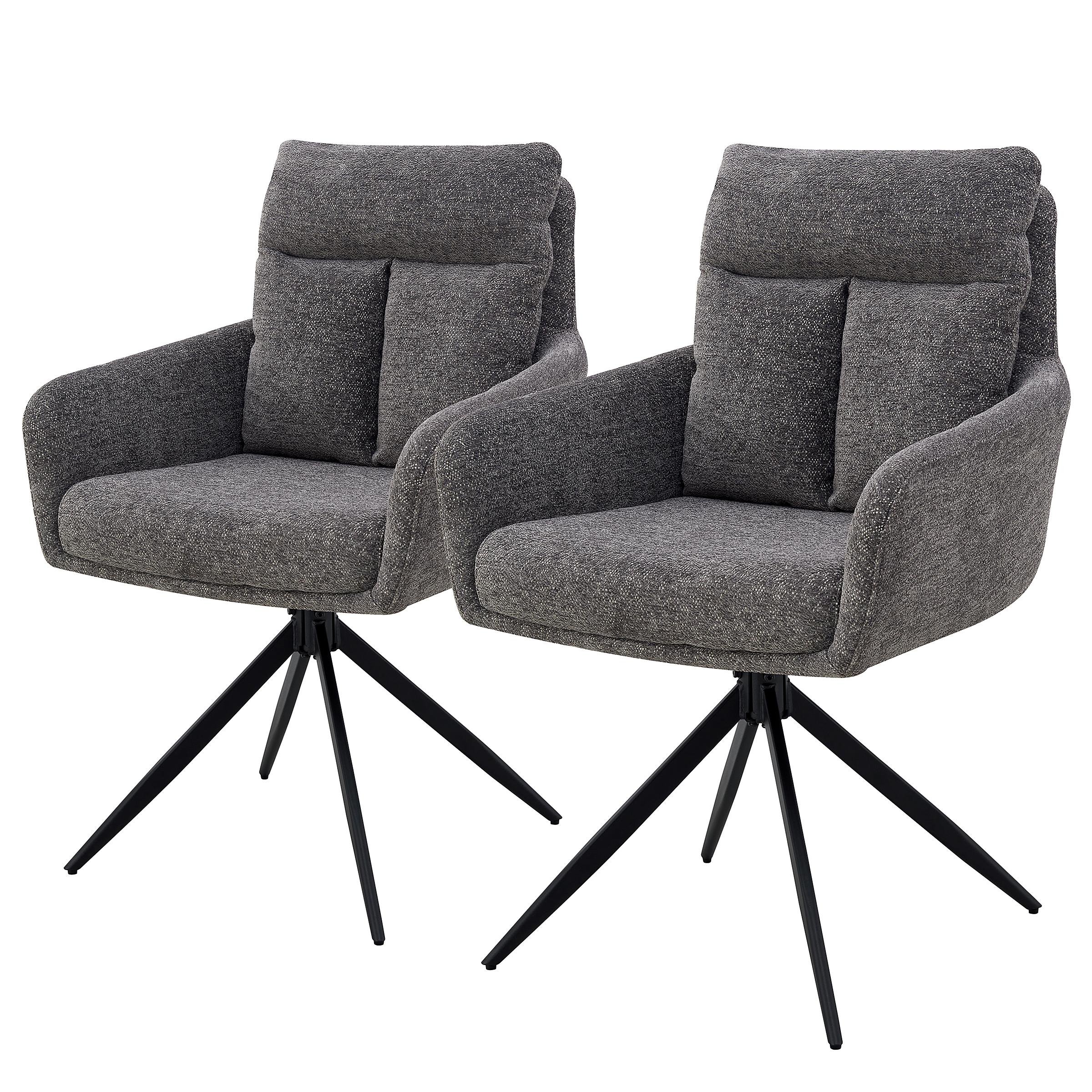 LOBBS Drehbarer Armlehnenstuhl 2er-Set Grau