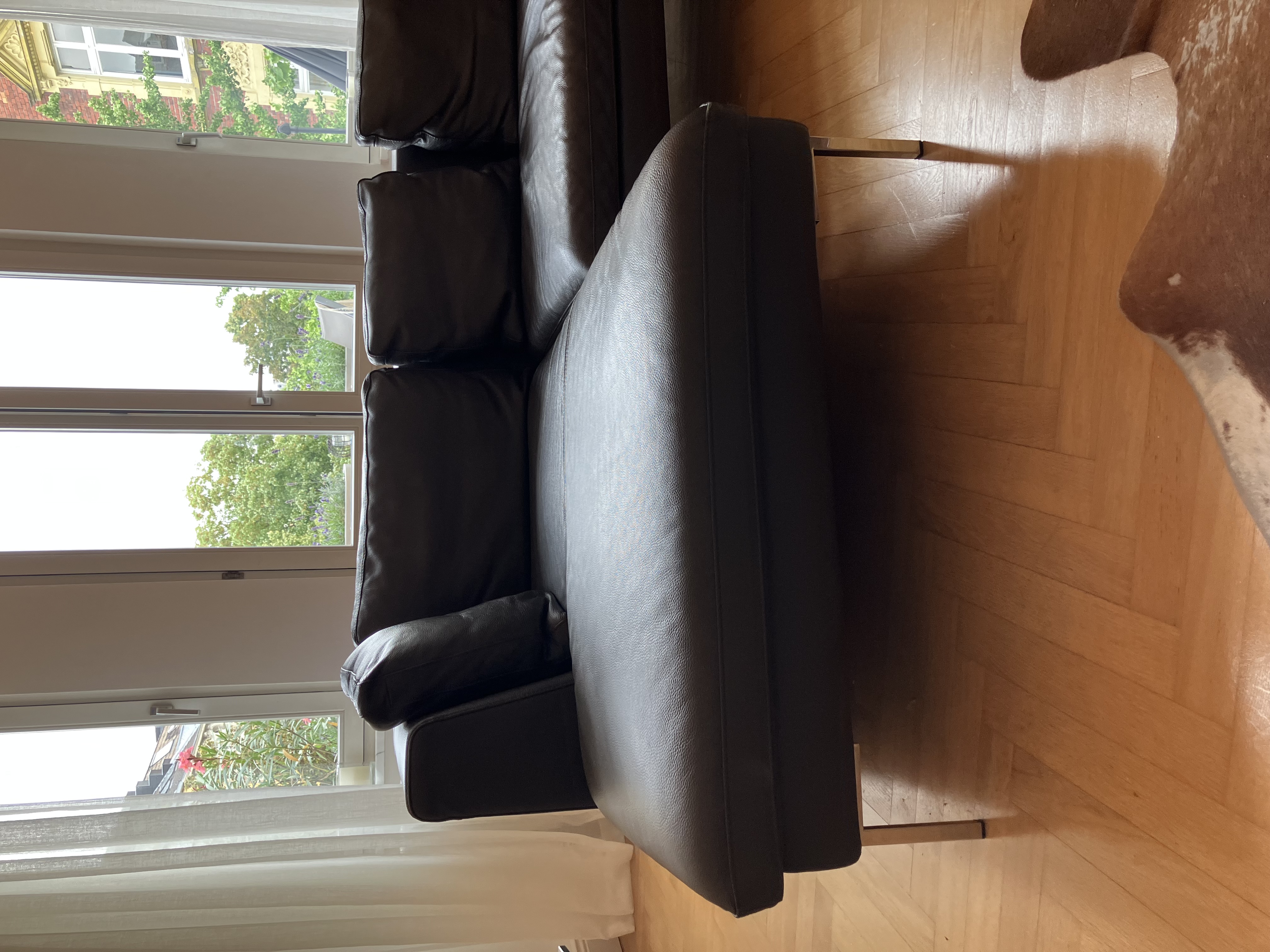 Sofa Récamiere Links Leder Metall Grau