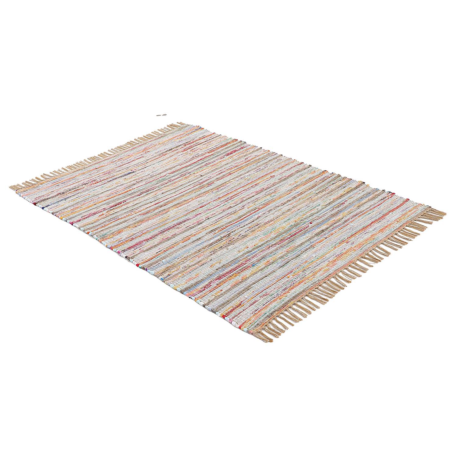 Kilim Chindi Teppich Baumwolle Polyester Taupe 60 x 110 cm