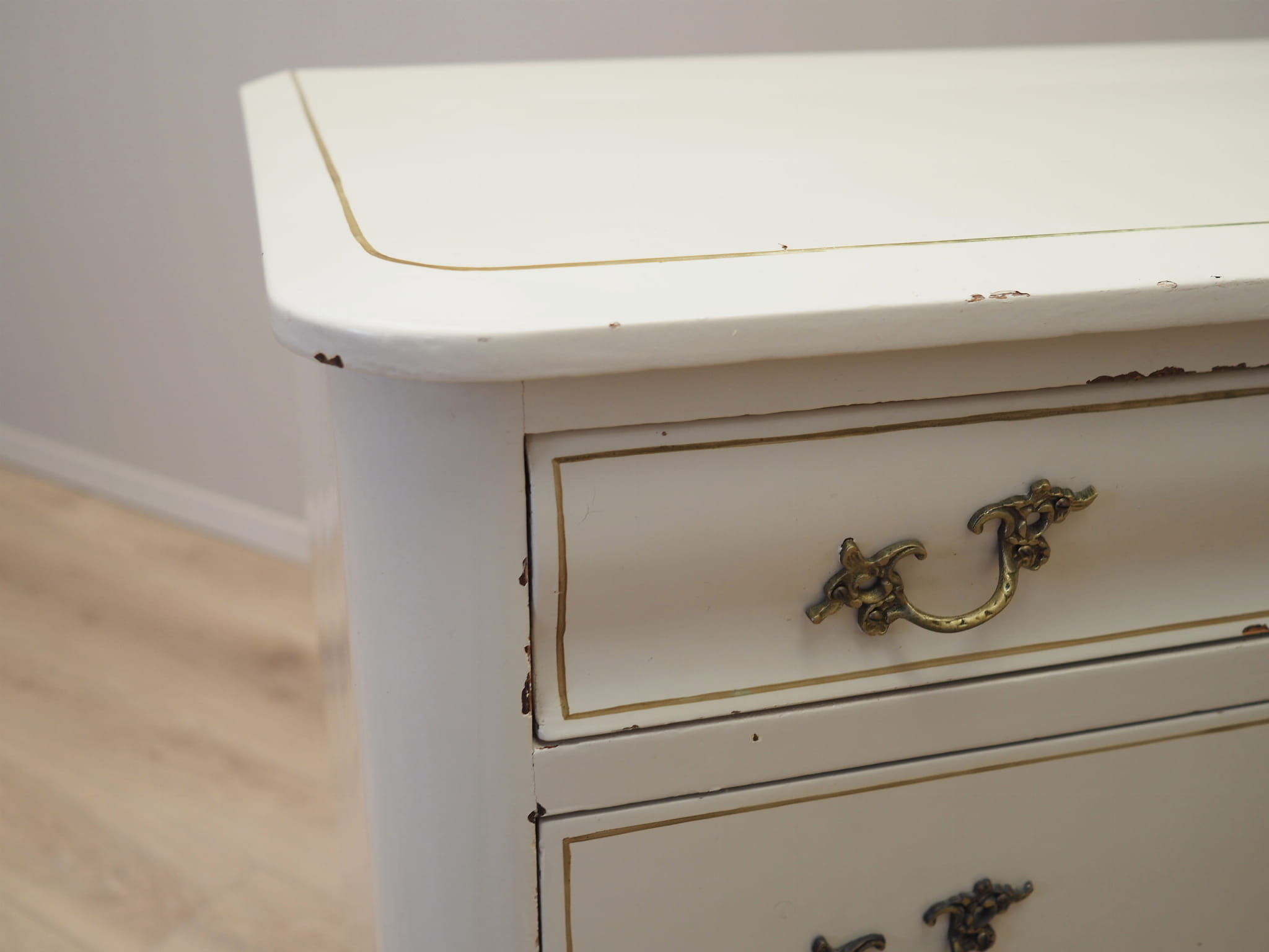 Vintage chest of drawers pine wood white 1950s