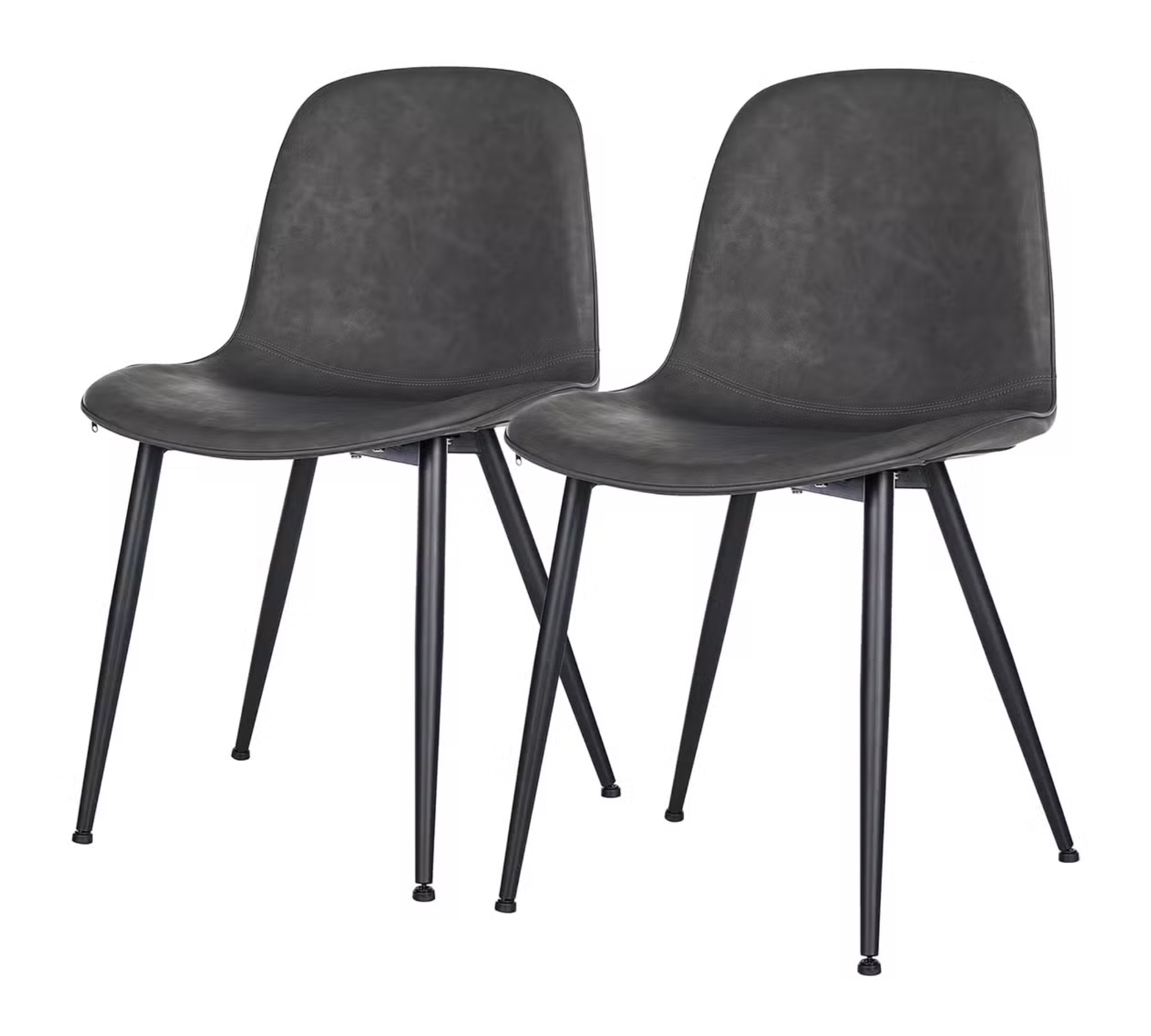 2x Chair Faux Leather Iron Anthracite