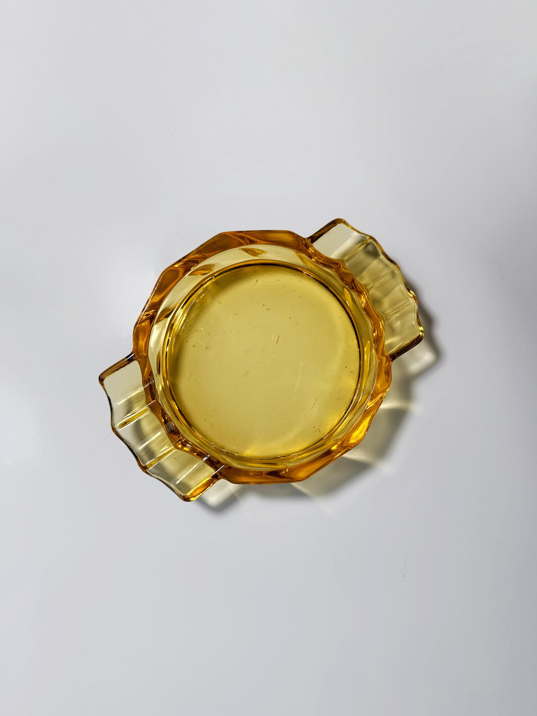 Vintage Art Deco Aschenbecher Gelb 1930er Jahre