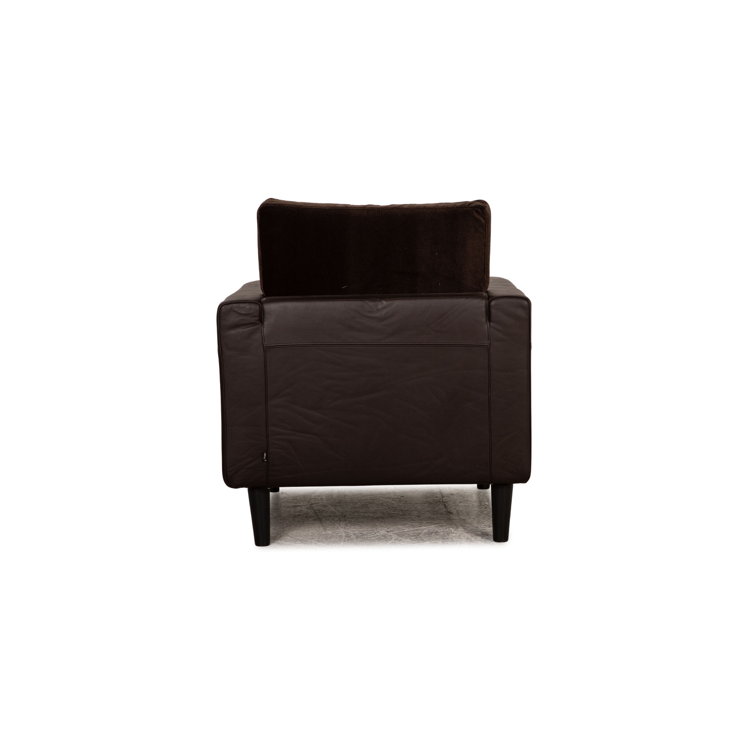 Sessel Leder Stoff Teilneubezug Braun