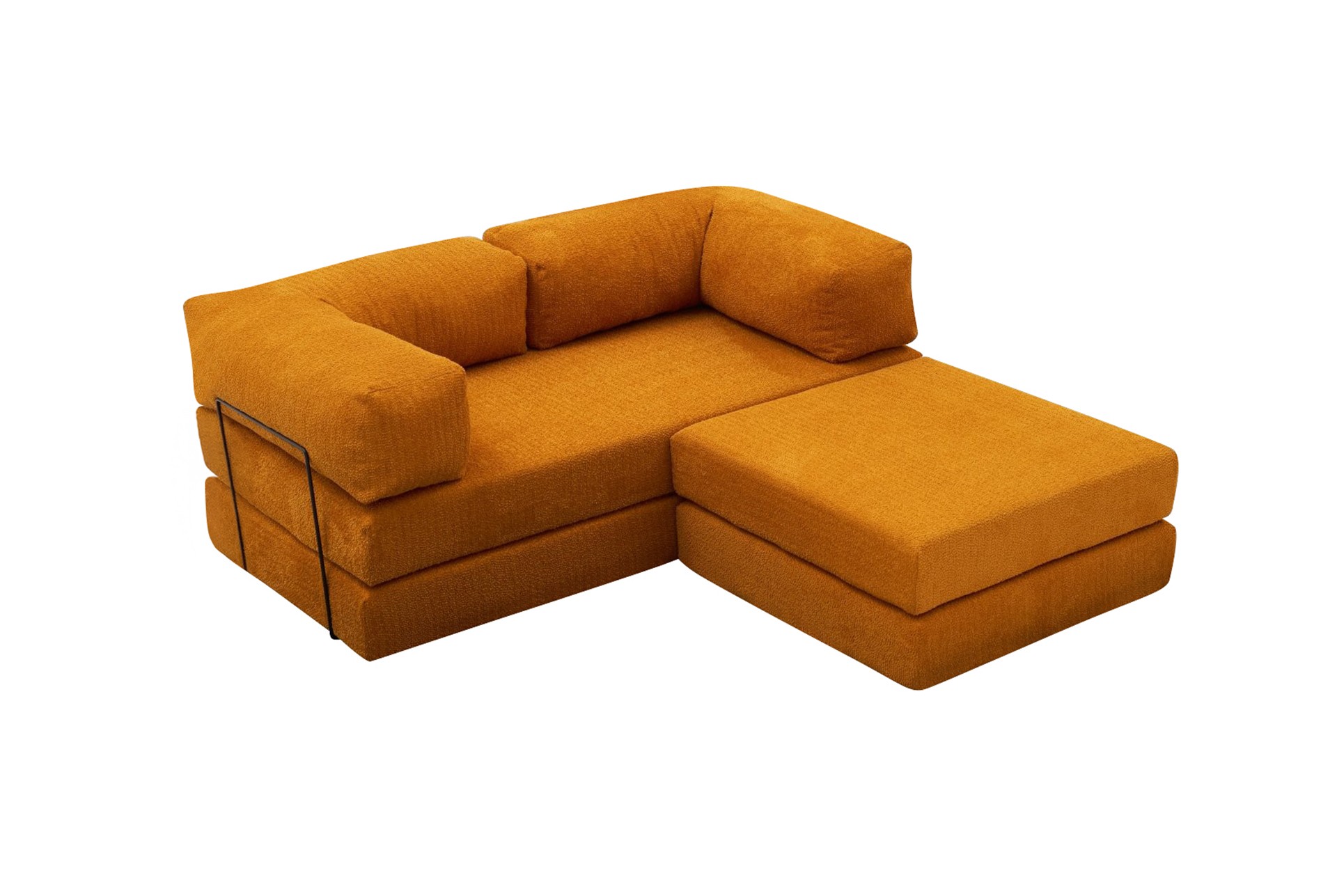 Comfort Schlafsofa 2-Sitzer mit Hocker Orange