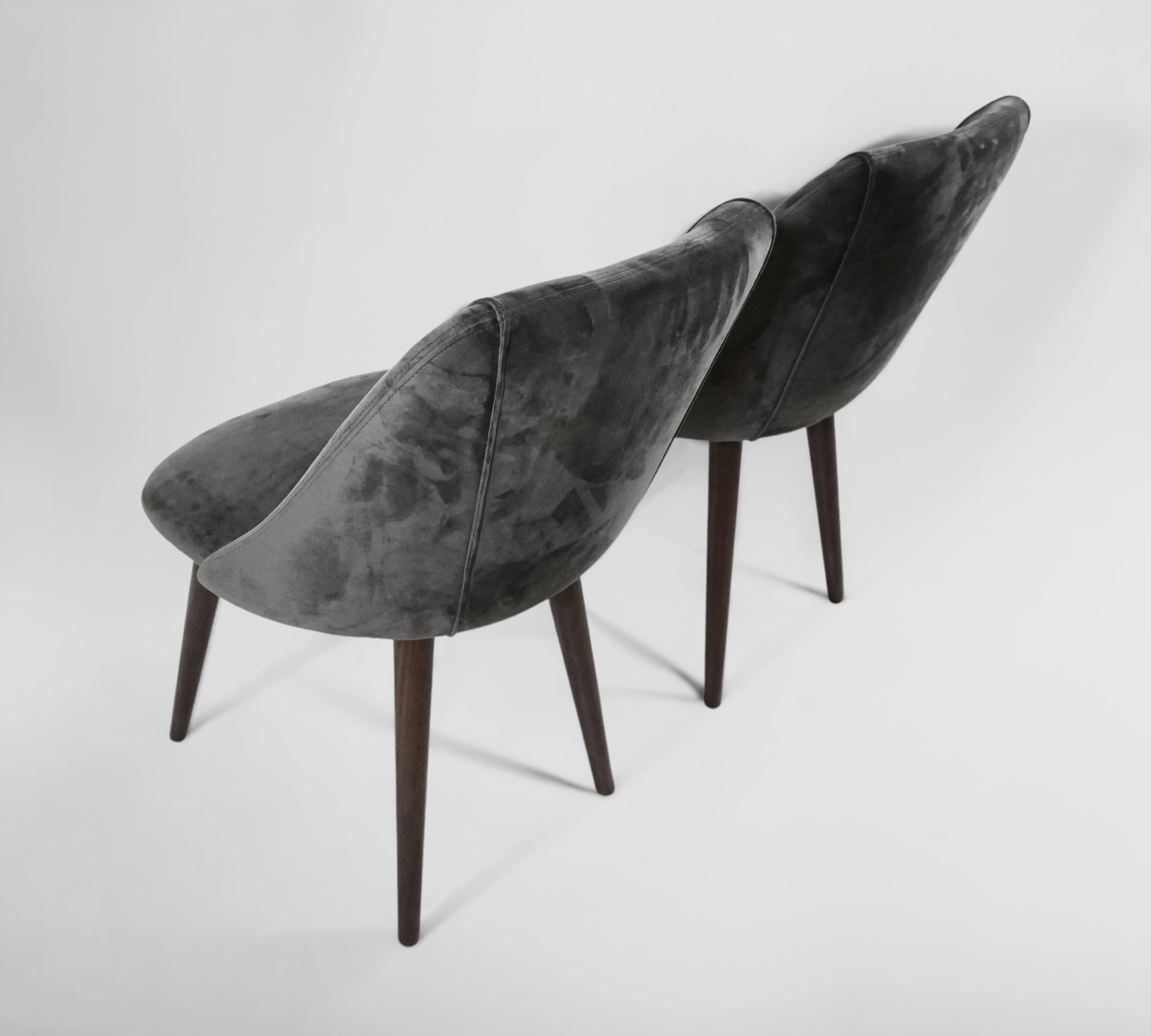 2x Lule Esszimmerstuhl Nussbaumholz Samt Anthrazit