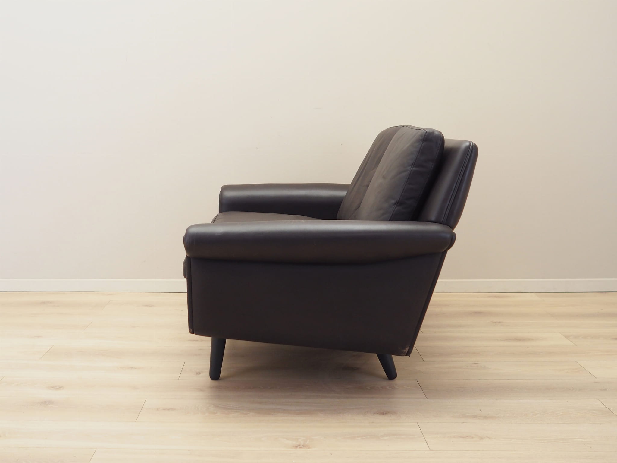 2-seater sofa leather brown 1960s