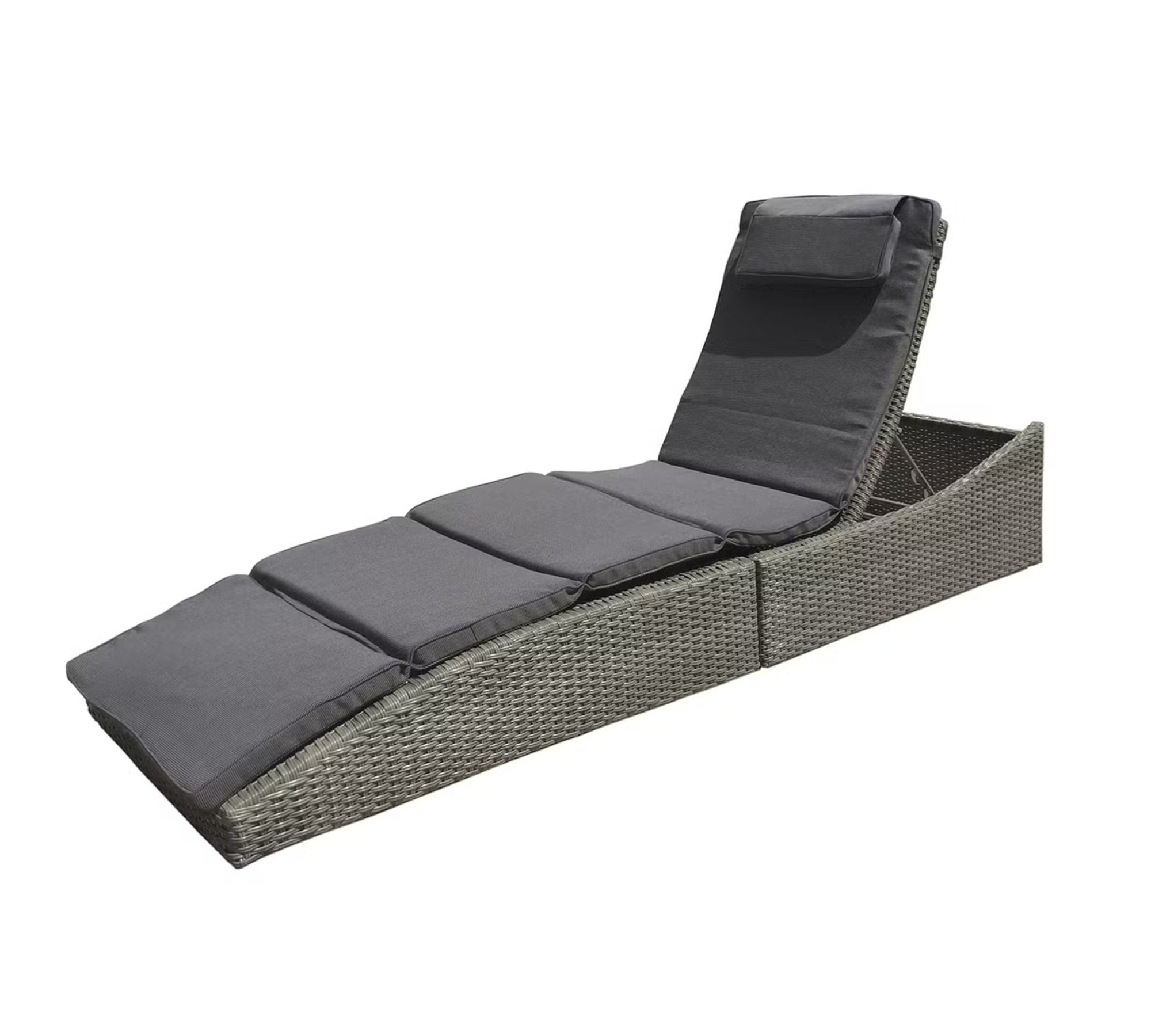 Sonnenliege Klappbar Polyrattan Grau