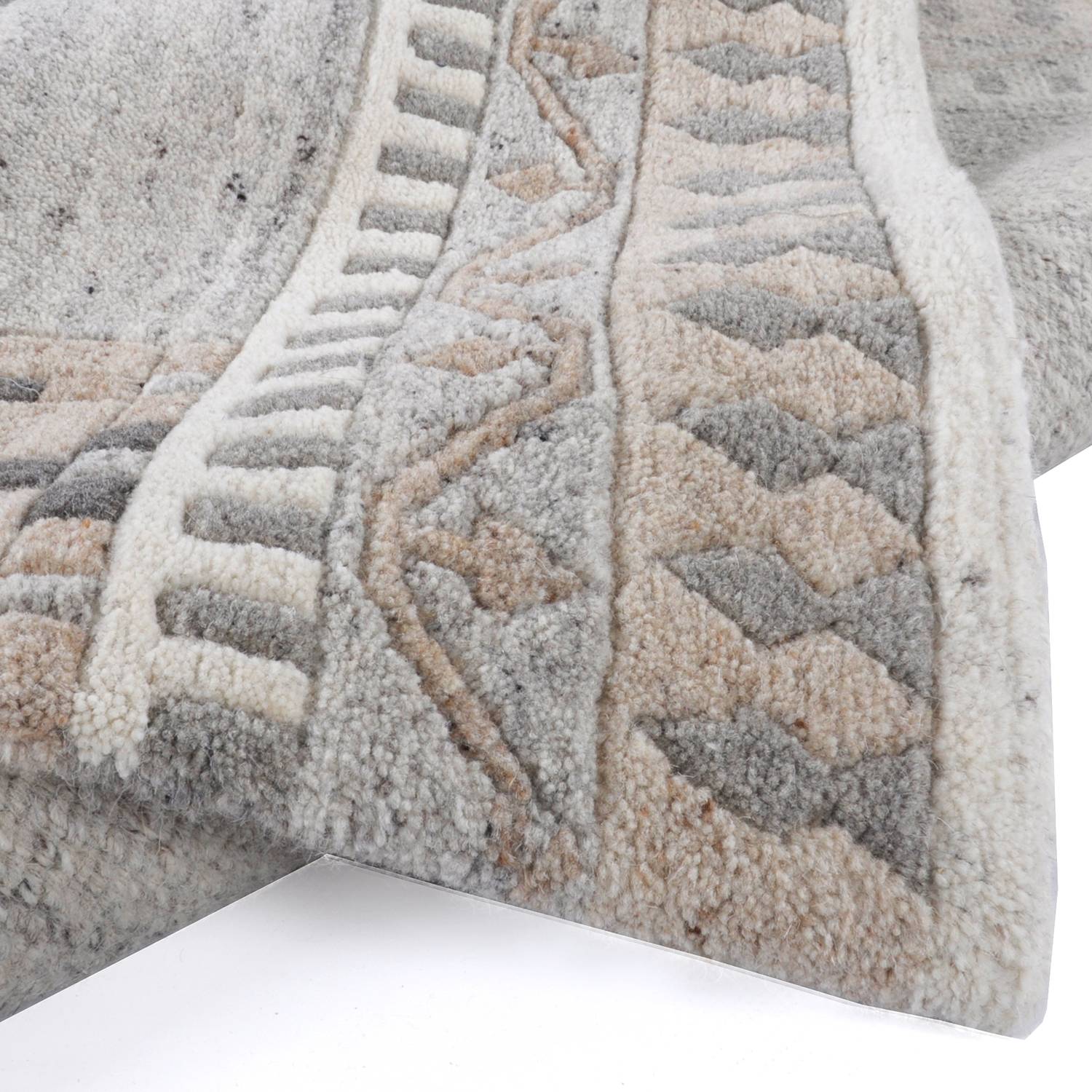 Nakarta 6030 Teppich Schurwolle Grau 60 x 90 cm