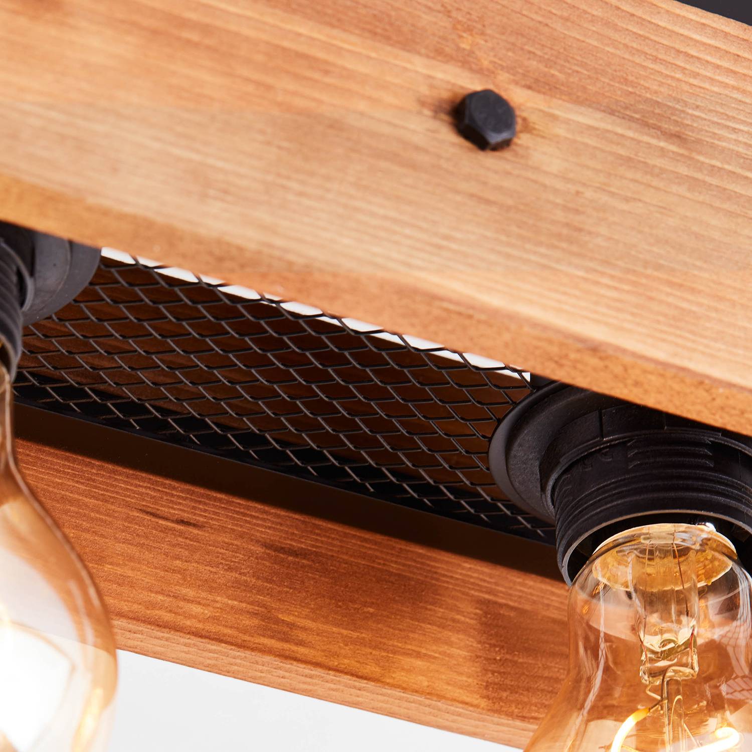 4-Flammig Deckenleuchte Calandra II Kiefer teilmassiv Eisen