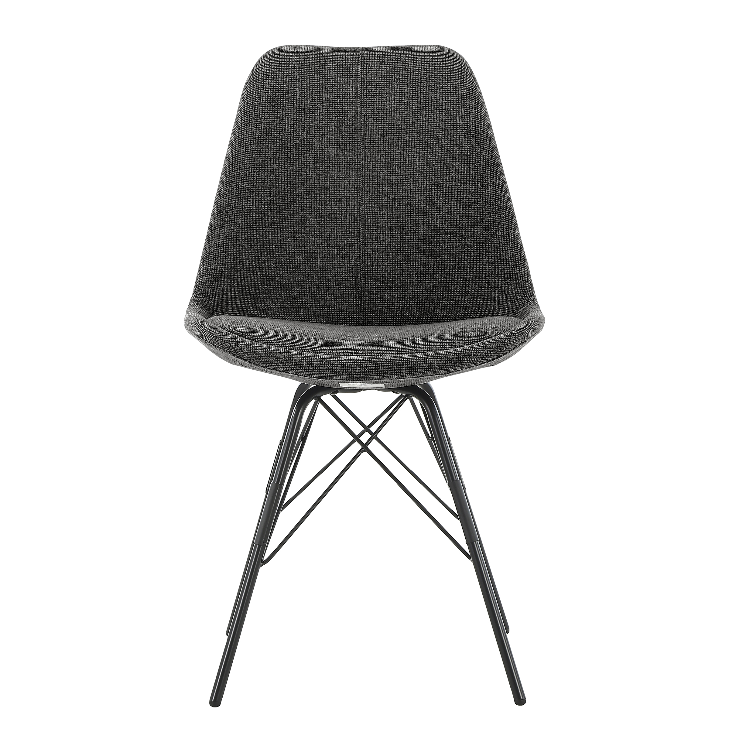 2x Bonito Upholstered Chair Structured Fabric Steel Black Grey