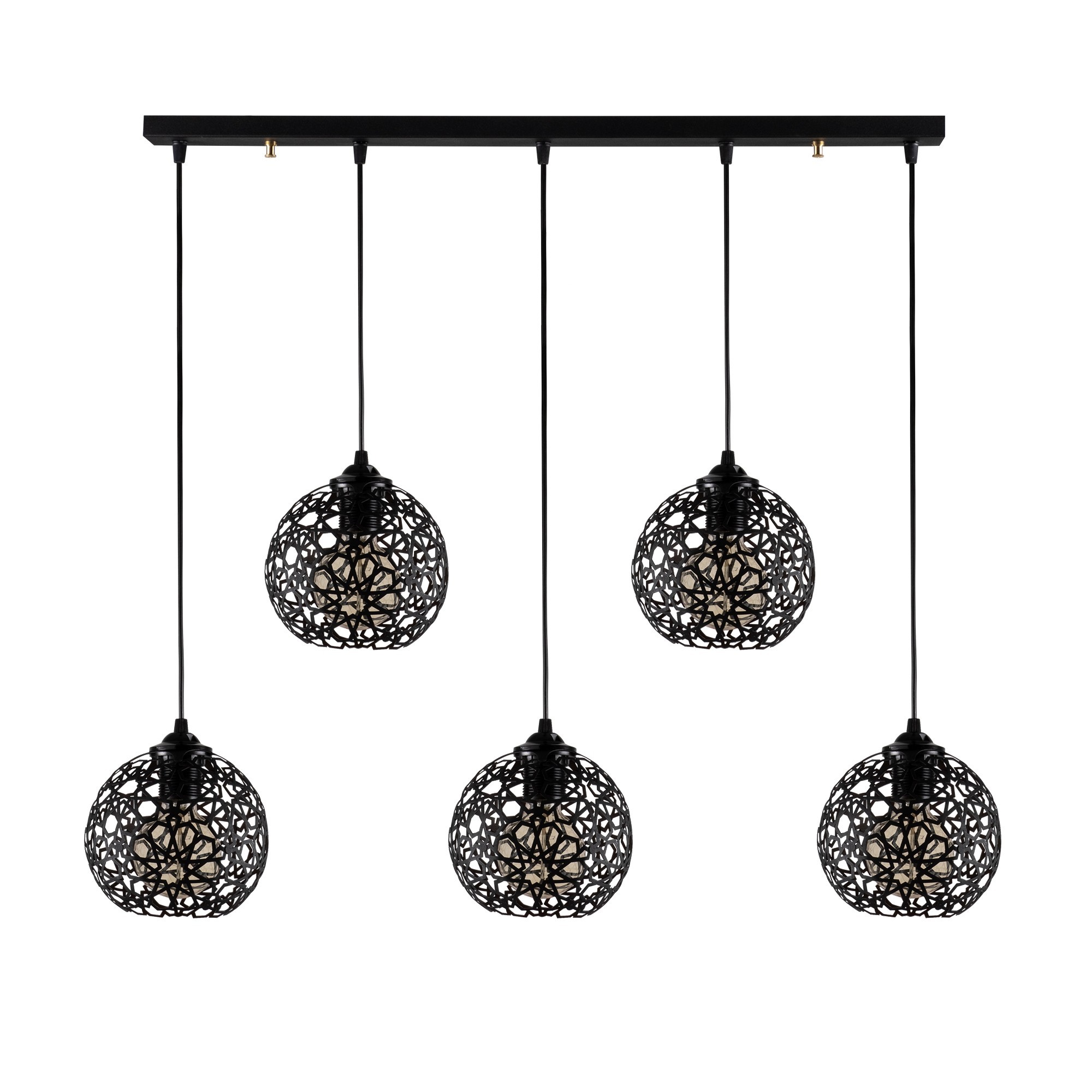Pendant lamp with 5 elements Black metal