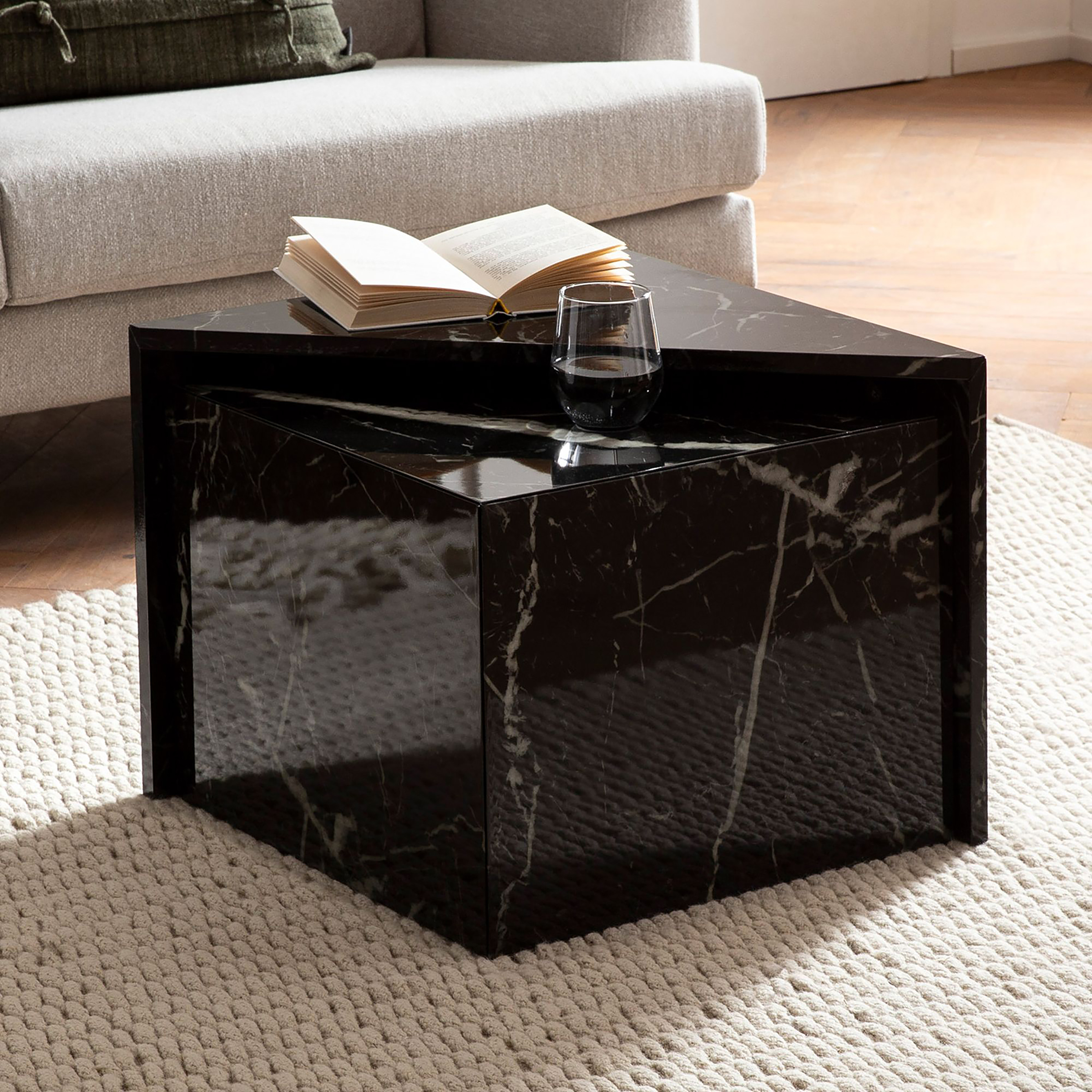 Couchtisch Deleon Marmor Schwarz Dekor