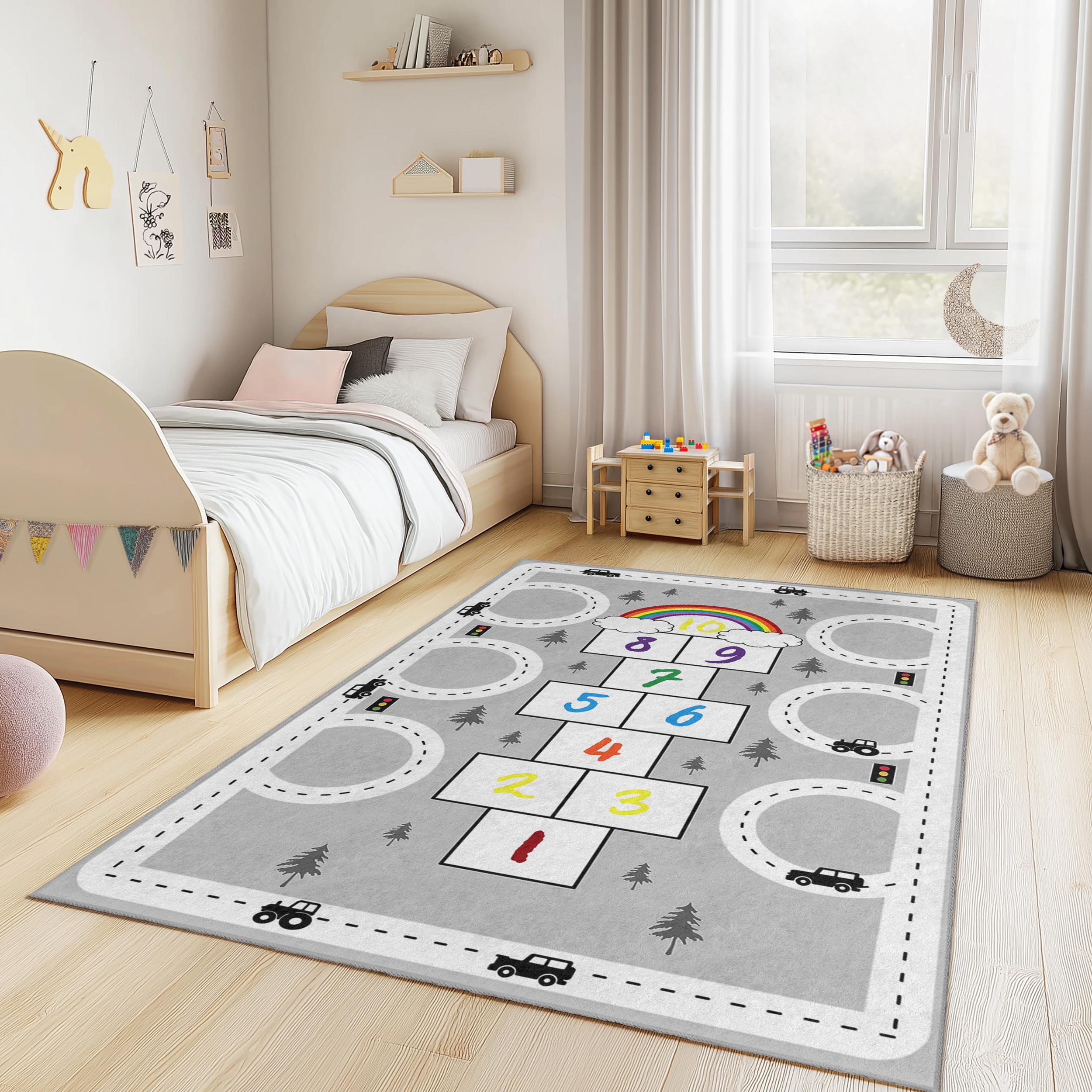 Rainbow hopscotch kids rug multicolored 80x300cm