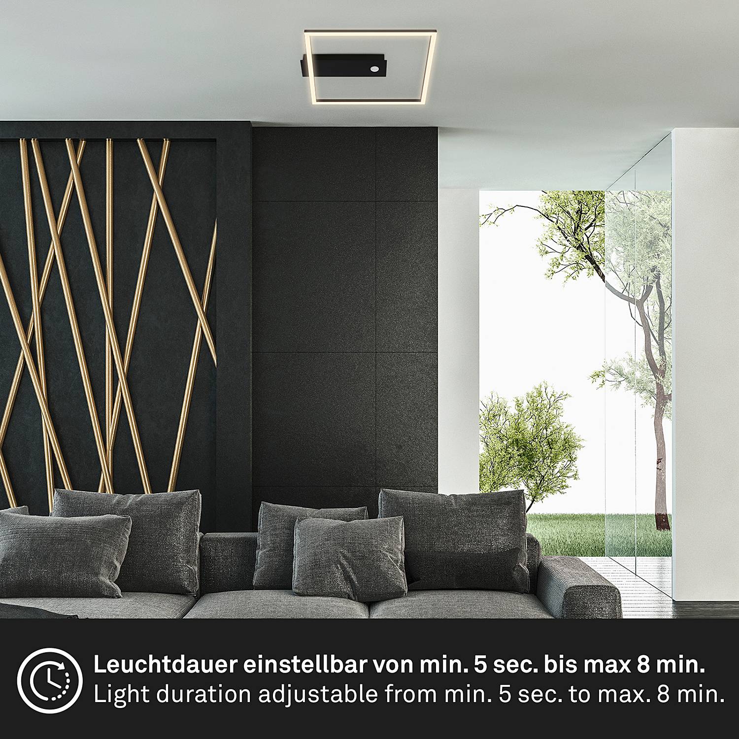 1-Flammig LED-Deckenleuchte Figa Sensor Aluminium Schwarz