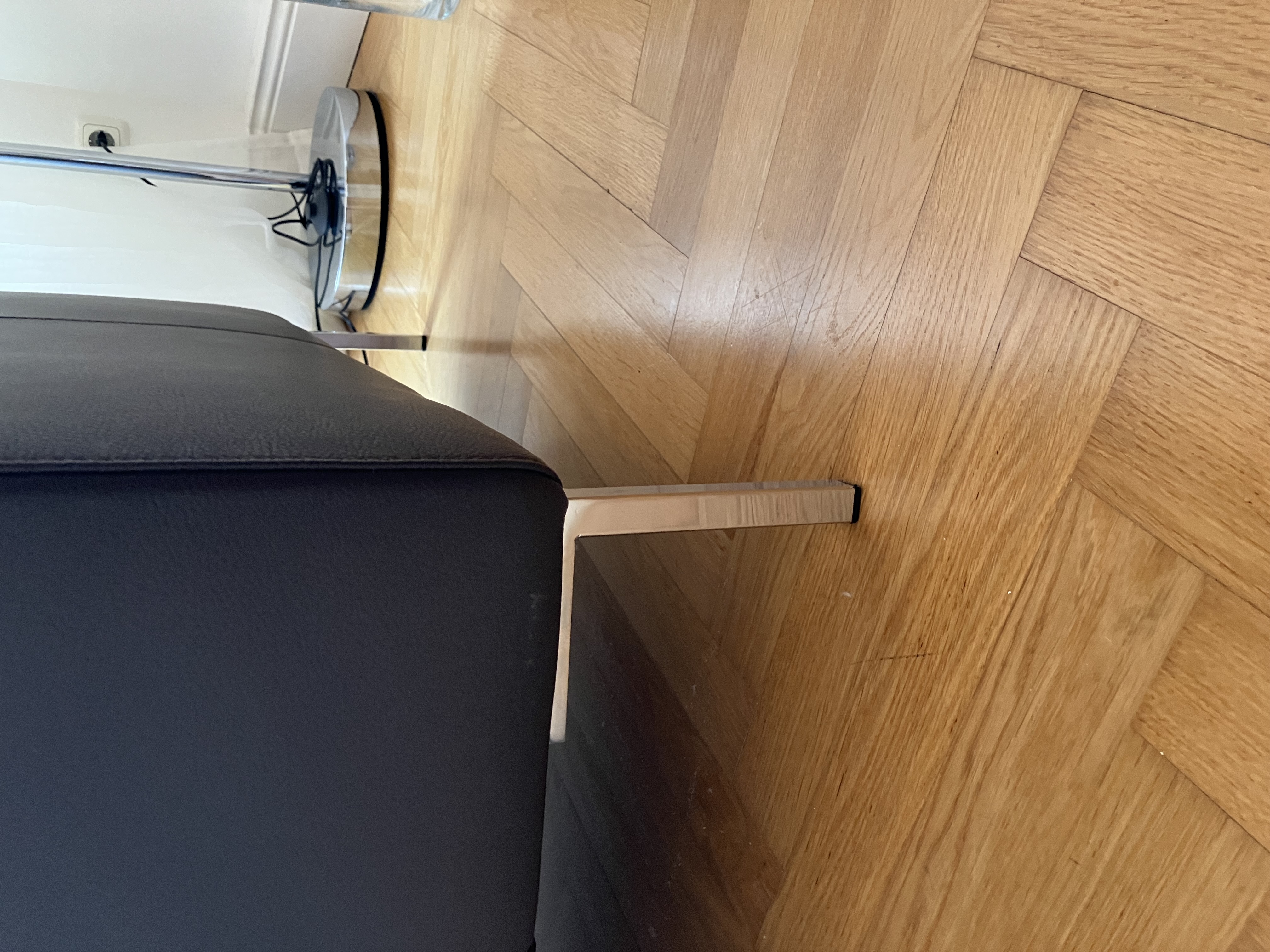 Sofa Récamiere Links Leder Metall Grau