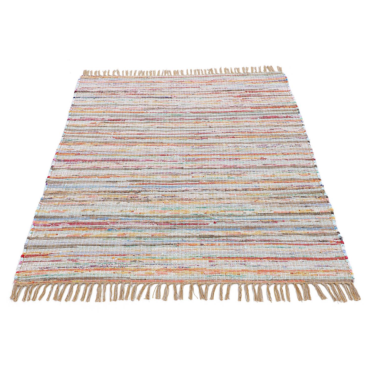 Kilim Chindi Teppich Baumwolle Polyester Taupe 60 x 110 cm