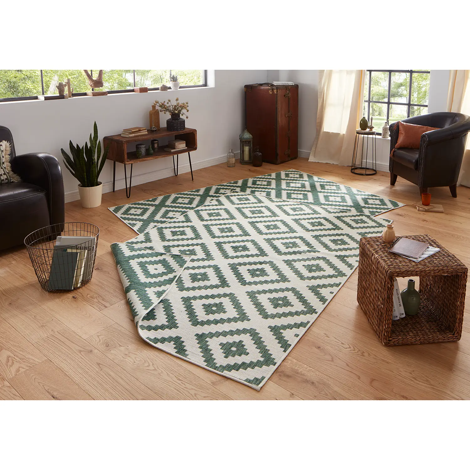 Malta In-/Outdoorteppich Dunkelgrün