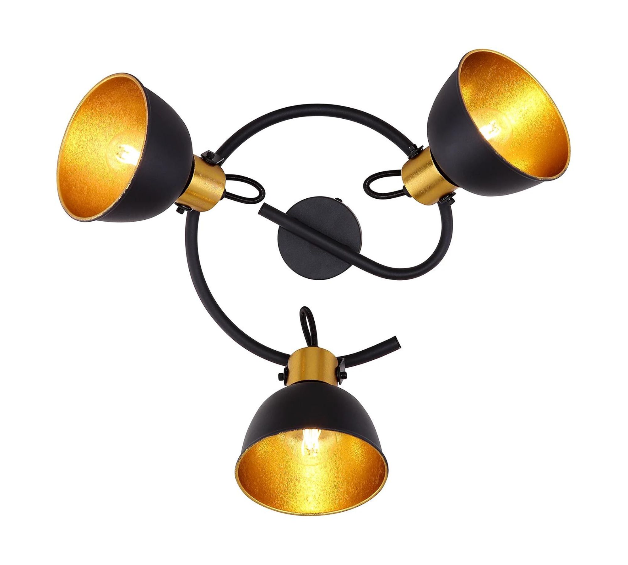 Deckenleuchte 3-flammig Eisen Schwarz Gold