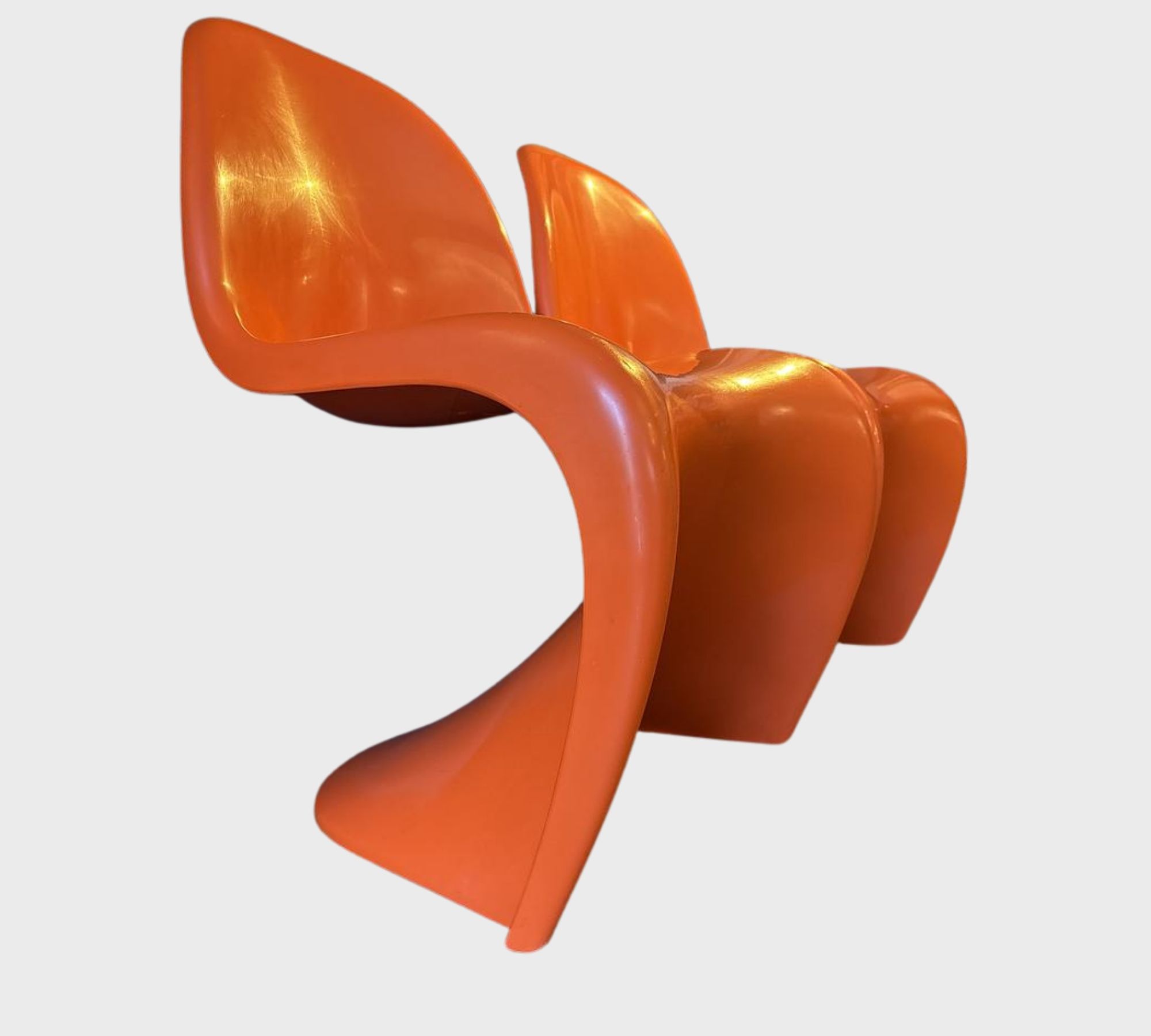 2x Vintage Panton Chair Orange 1970er Jahre