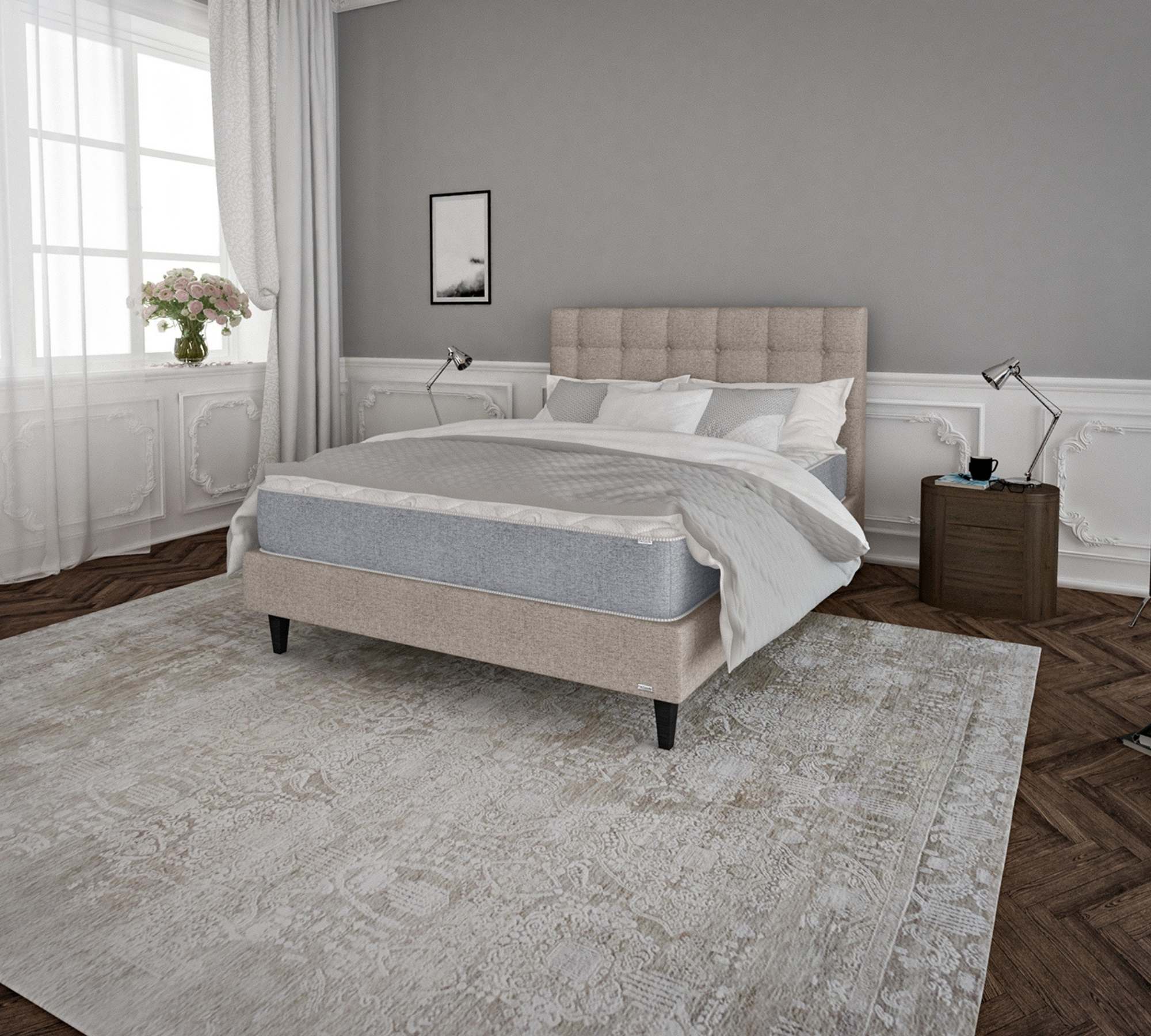 Bettkopfteil Kiefernholz Hypoallergene Fasern 140cm