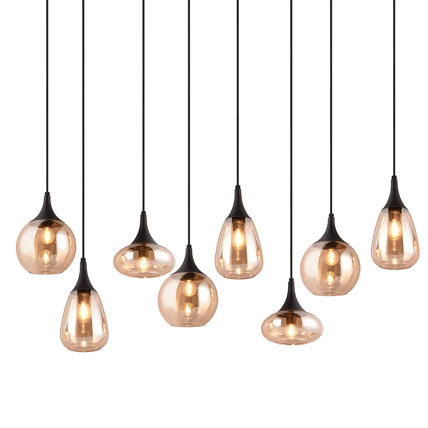 8-Flammig Lumina Pendelleuchte Glas Eisen