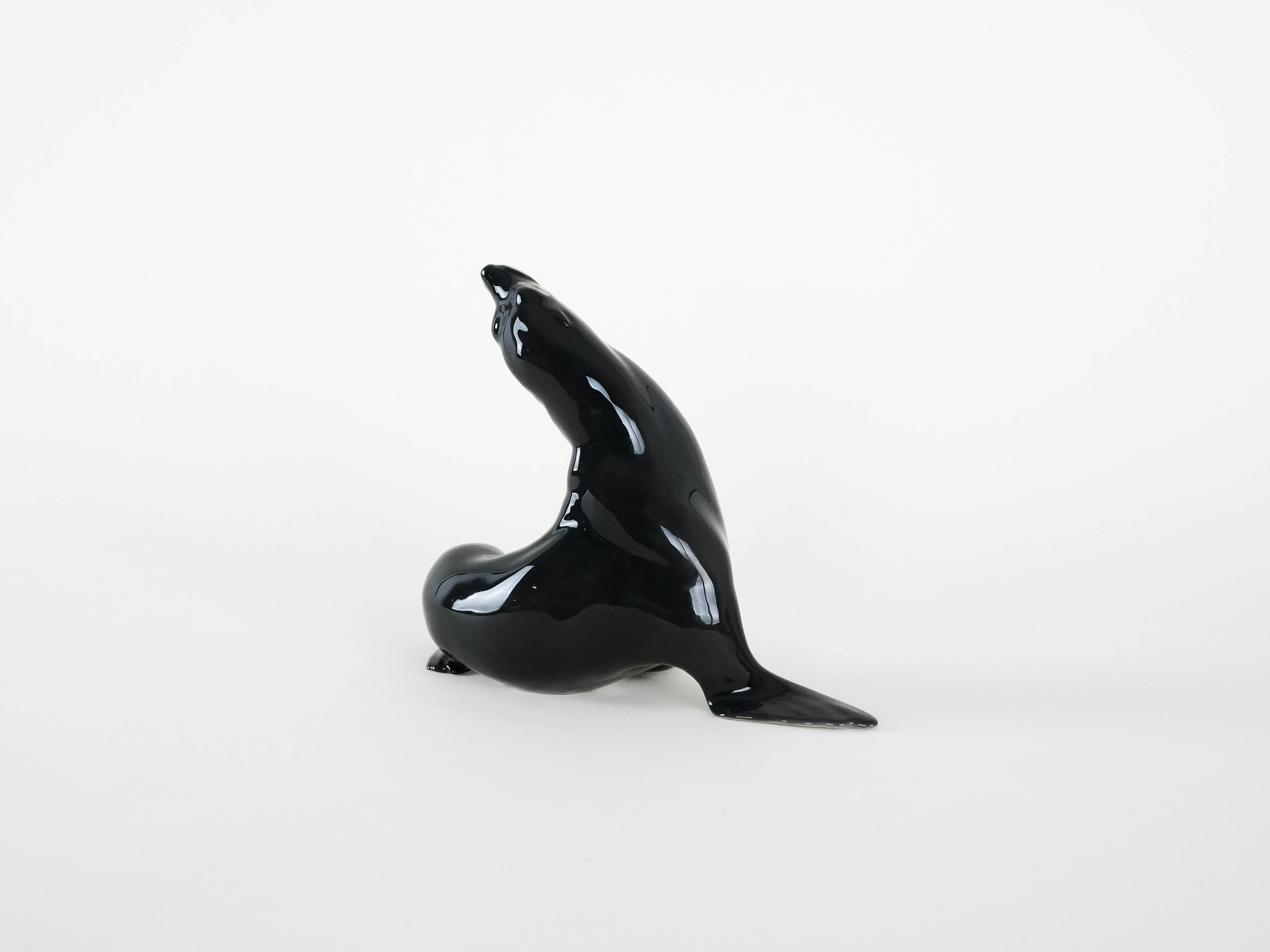 Sealion figure Porcelain Gray 1970s