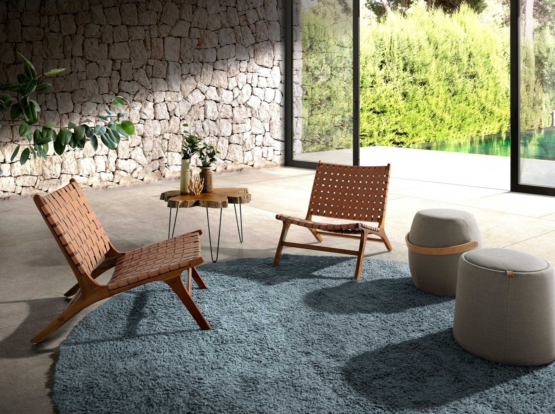 Pouf mit integriertem Stauraum Grau Ø 44cm