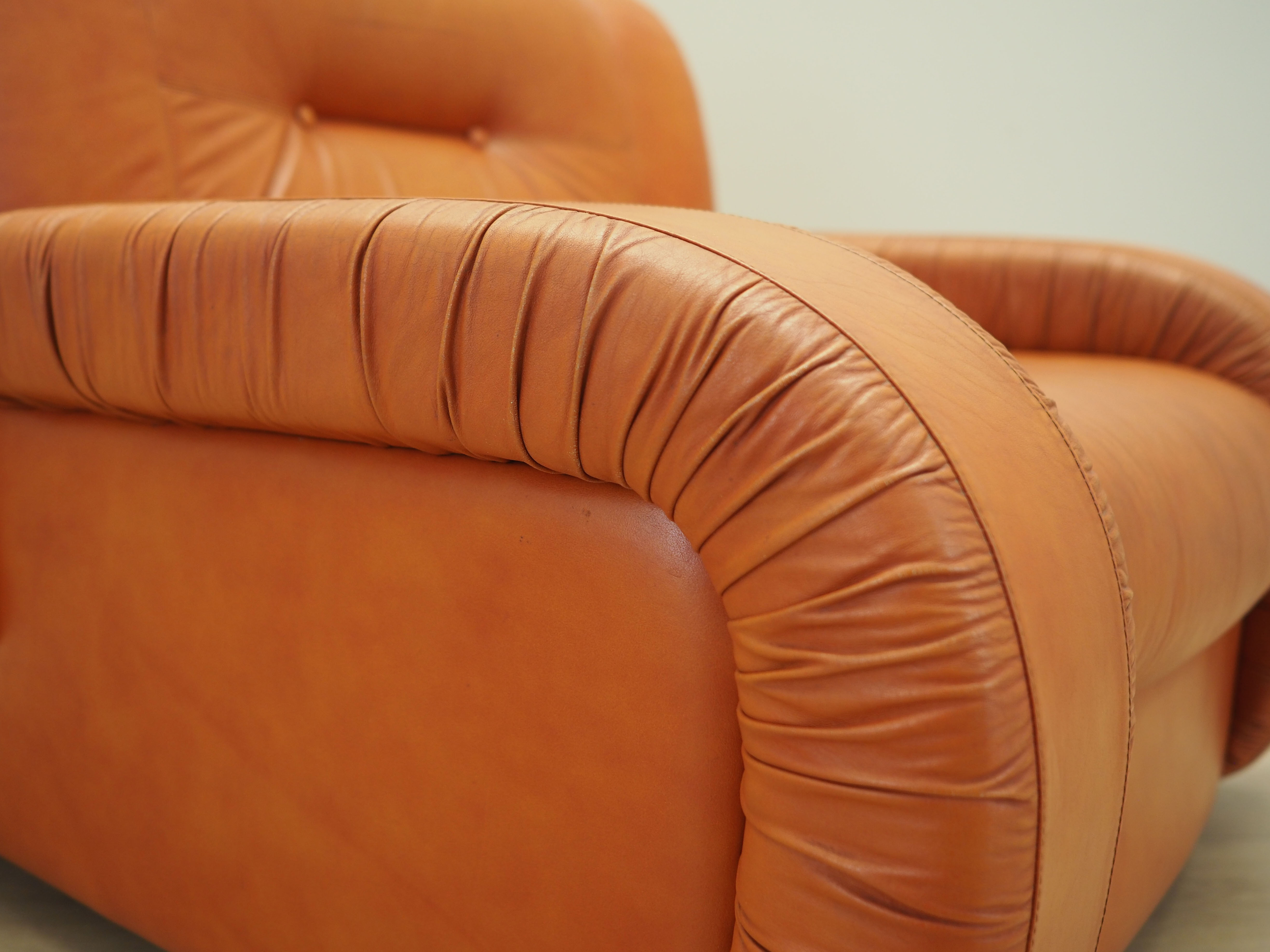 Sessel Leder Orange 1970er Jahre