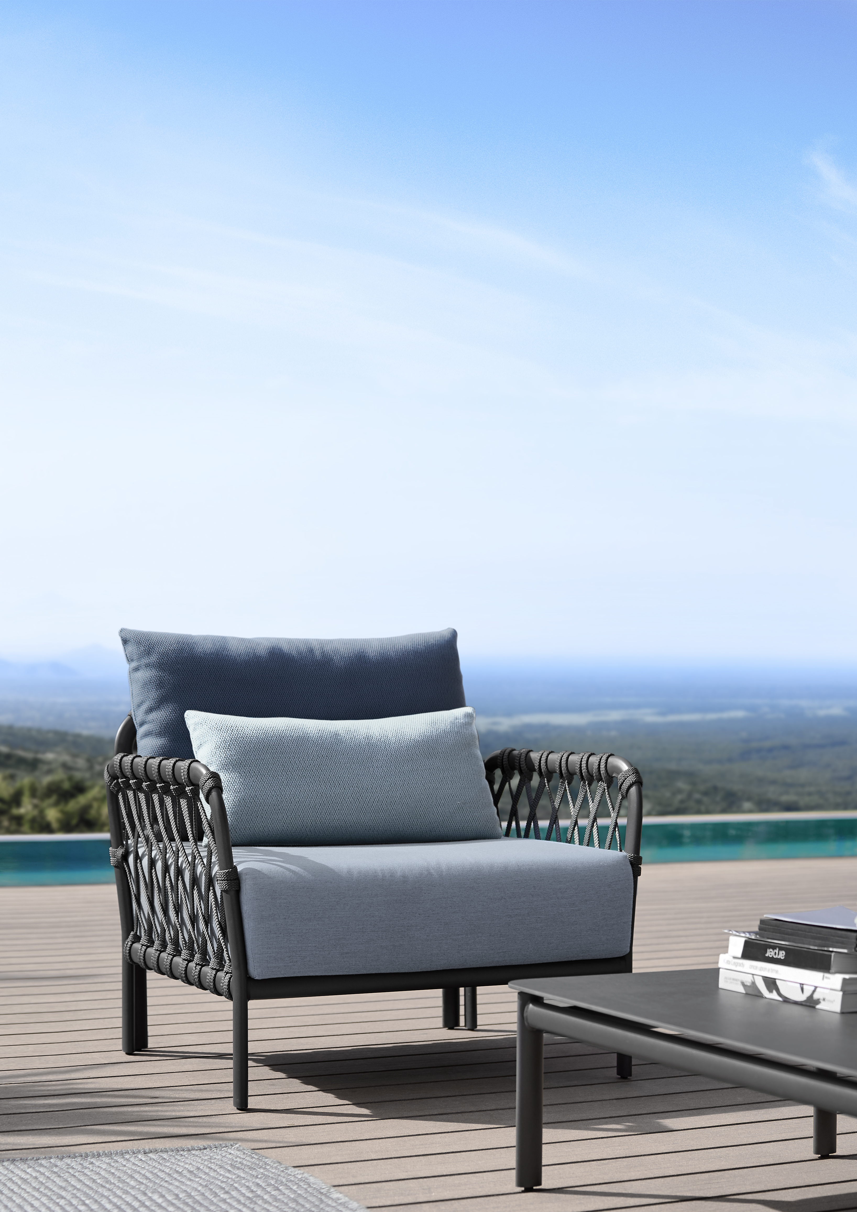 2x Caro Garten Loungesessel Blau