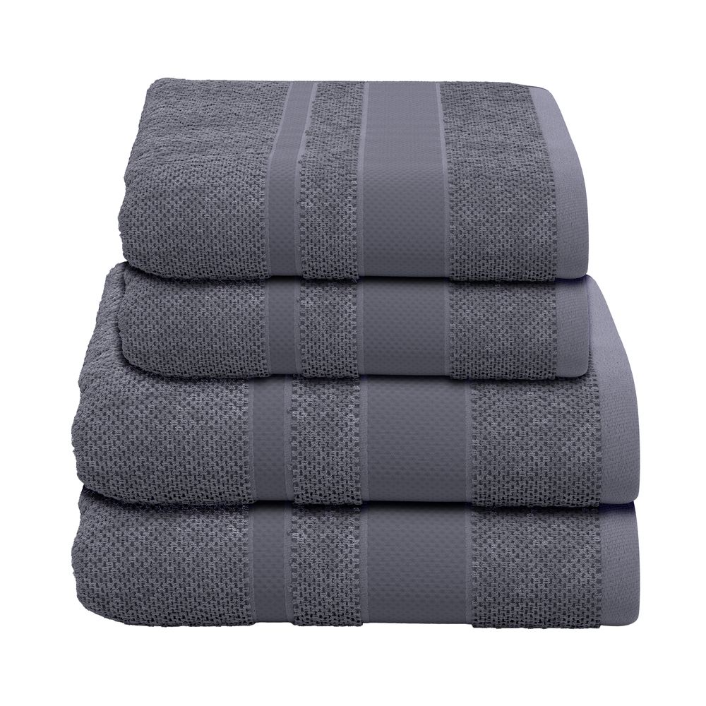 4-tlg. Handtuch-Set aus Baumwolle Grau Öko-Tex Standard 100