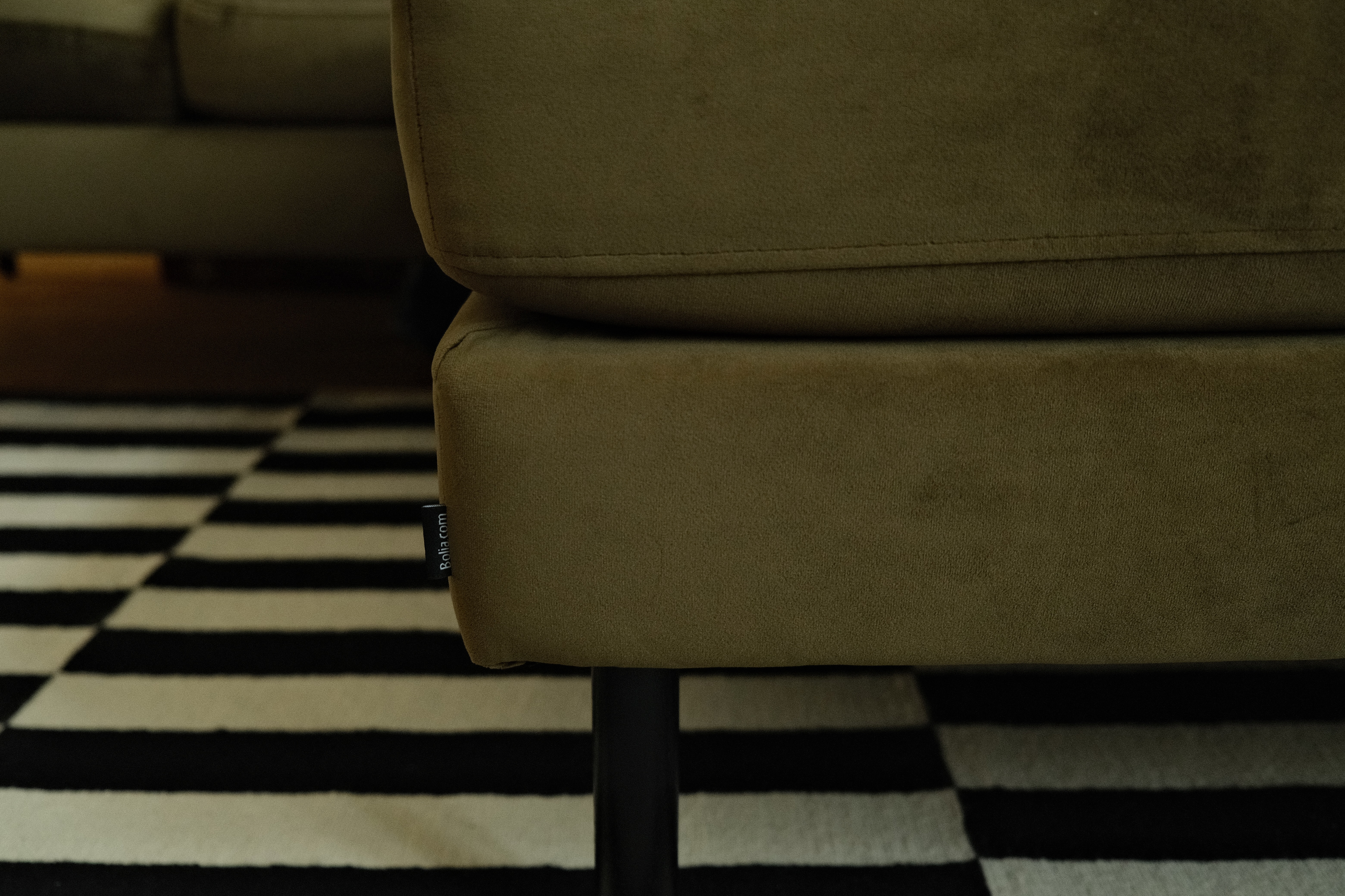 3-seater Scandinavia sofa and ottoman velvet dark green