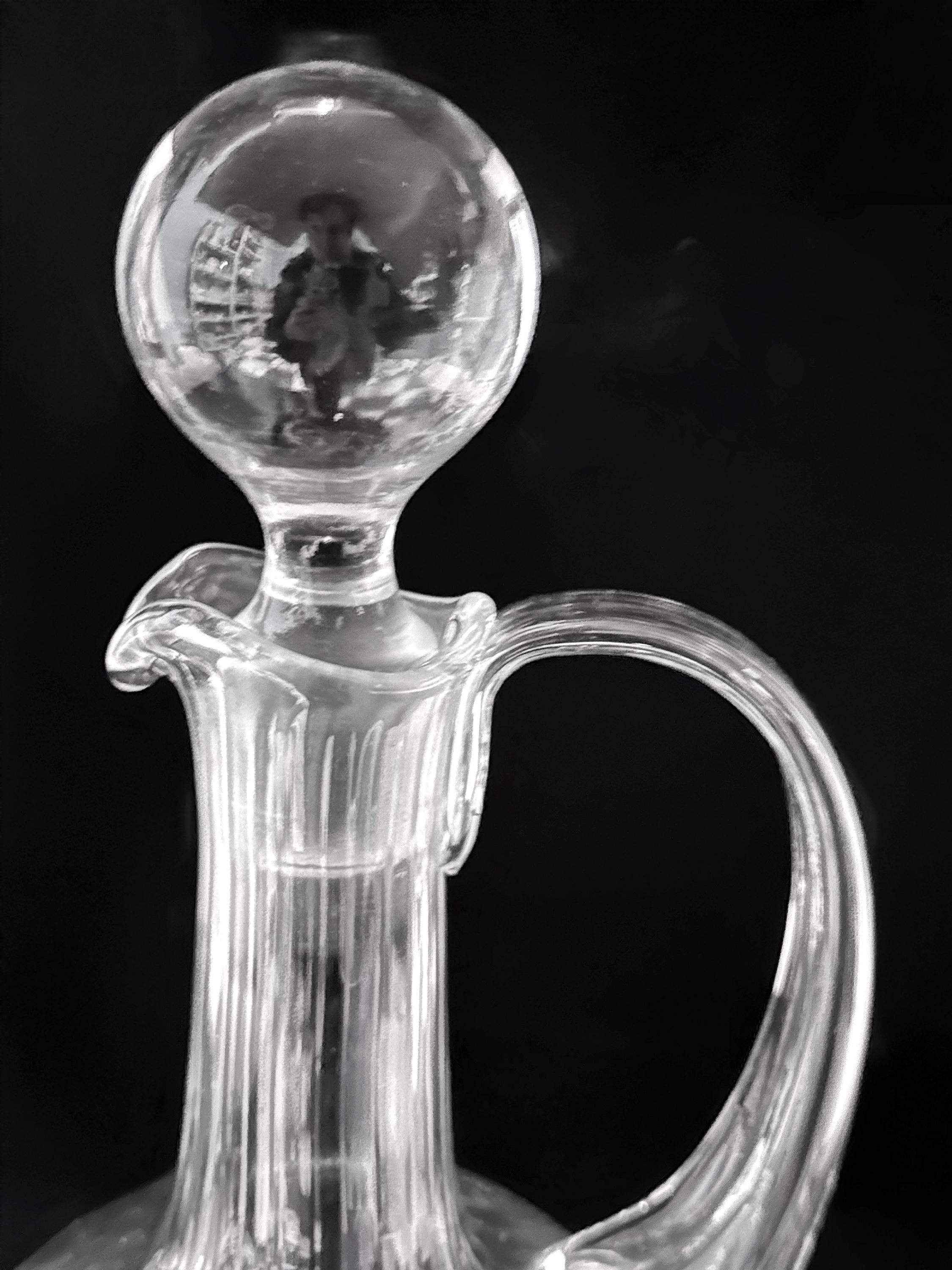 Caraffa vintage in vetro trasparente anni '50