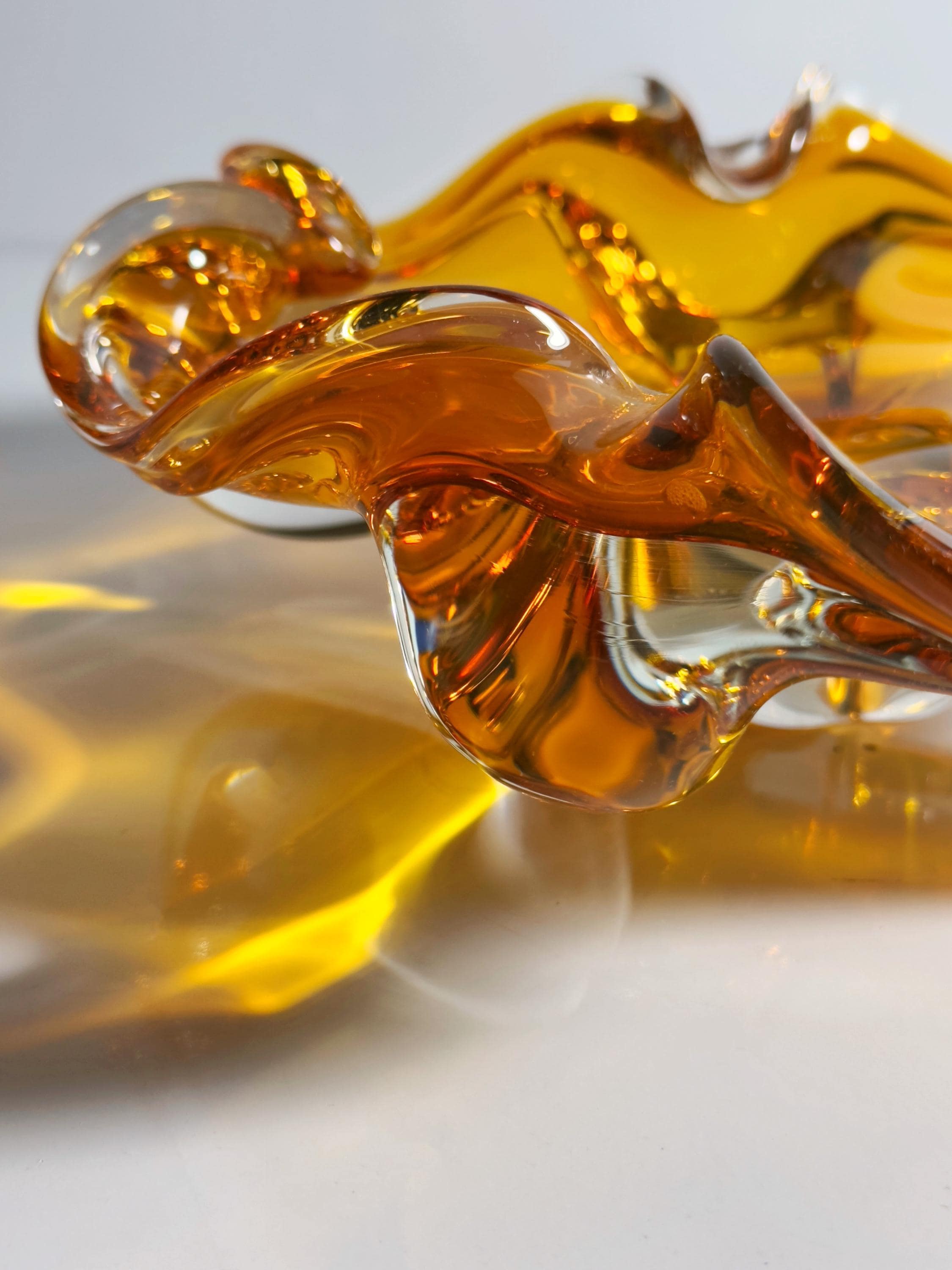 Vintage Schale Muranoglas Bernstein-Orange 70er Jahre