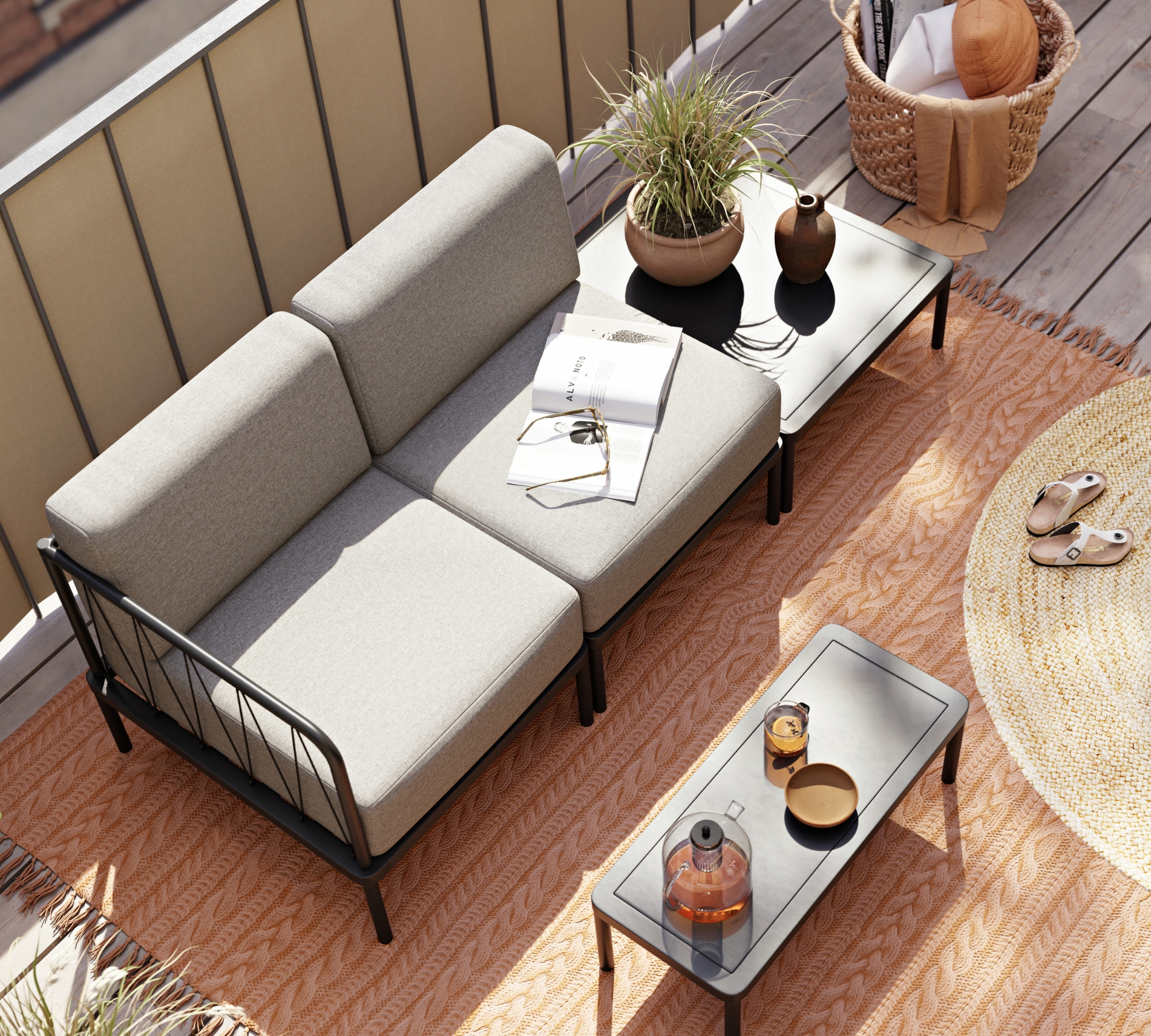 Hadley Outdoor Corner Module Sesame