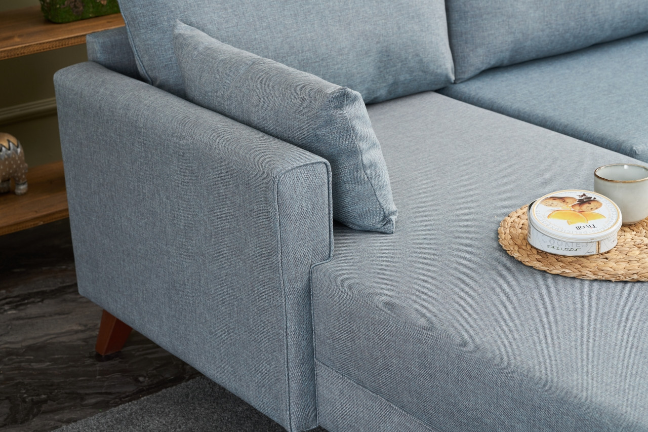 Bella Sofa Récamiere Links Blau