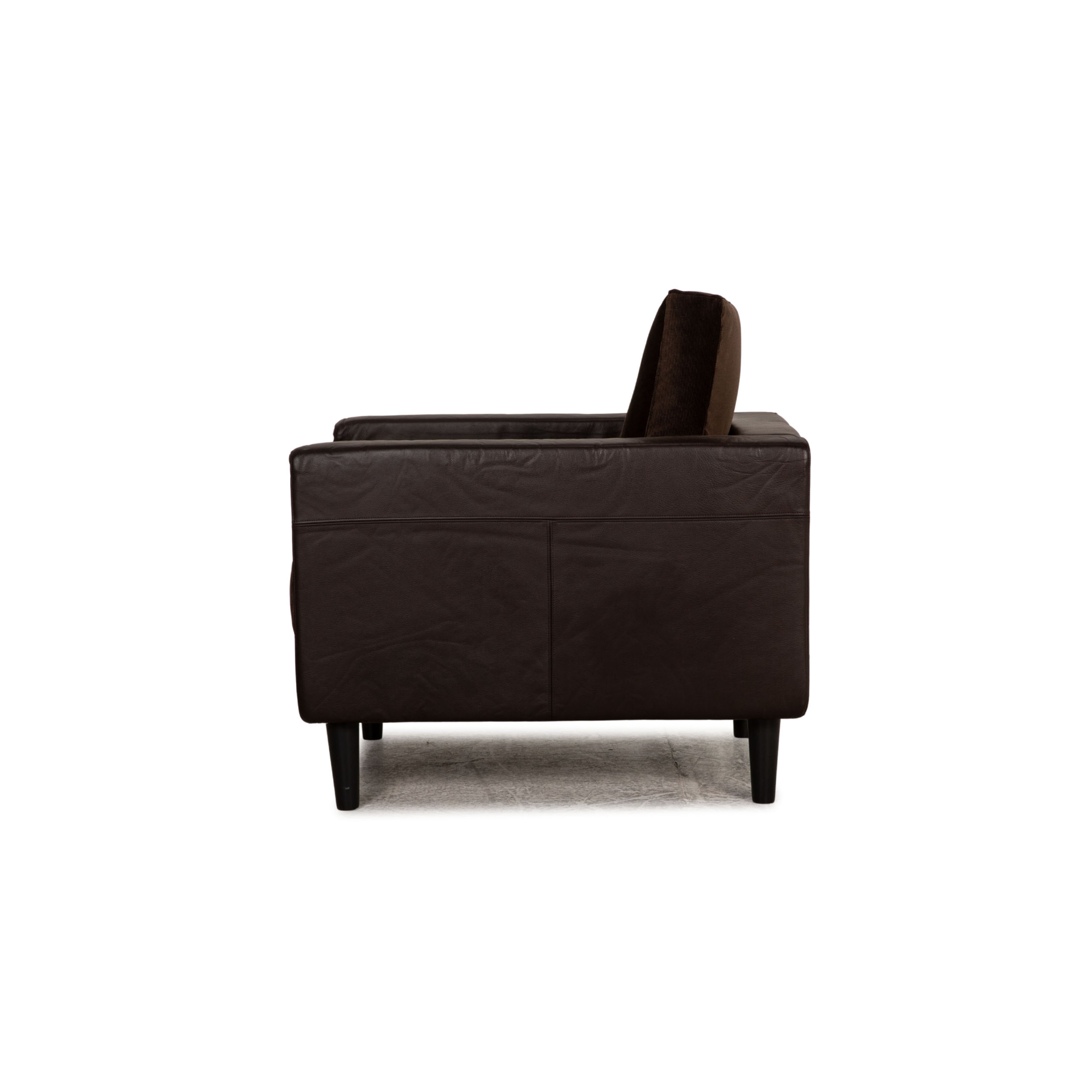 Sessel Leder Stoff Teilneubezug Braun