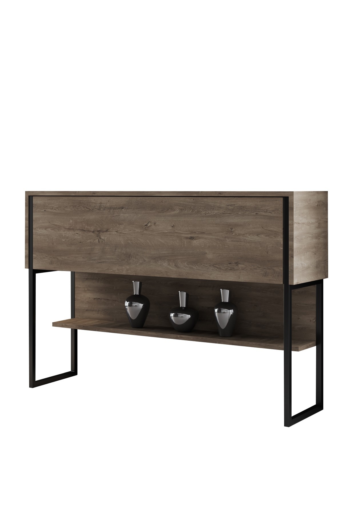 Luxe Sideboard Holz Schwarz Walnuss