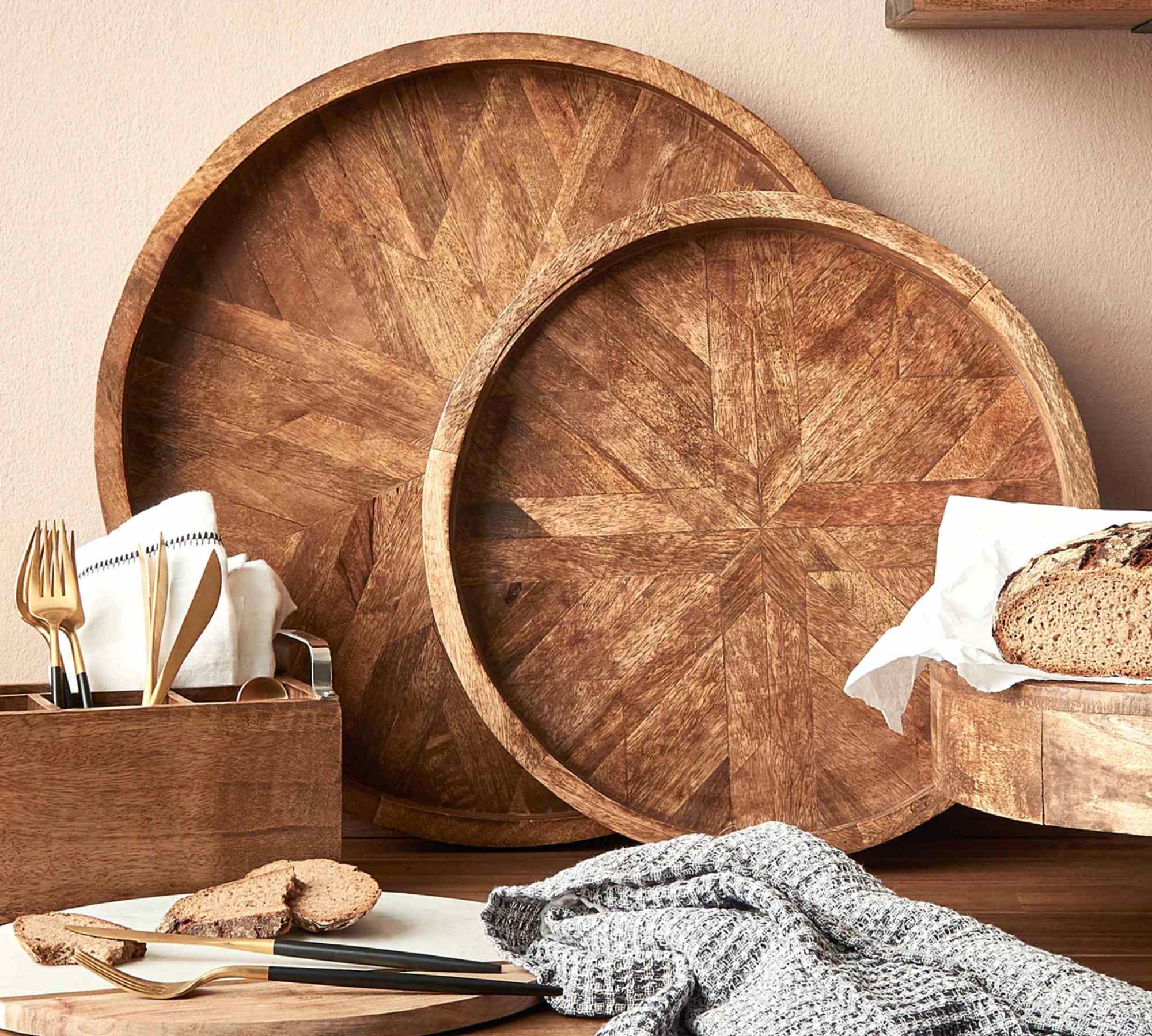 Tablett Mangoholz Braun 50 cm