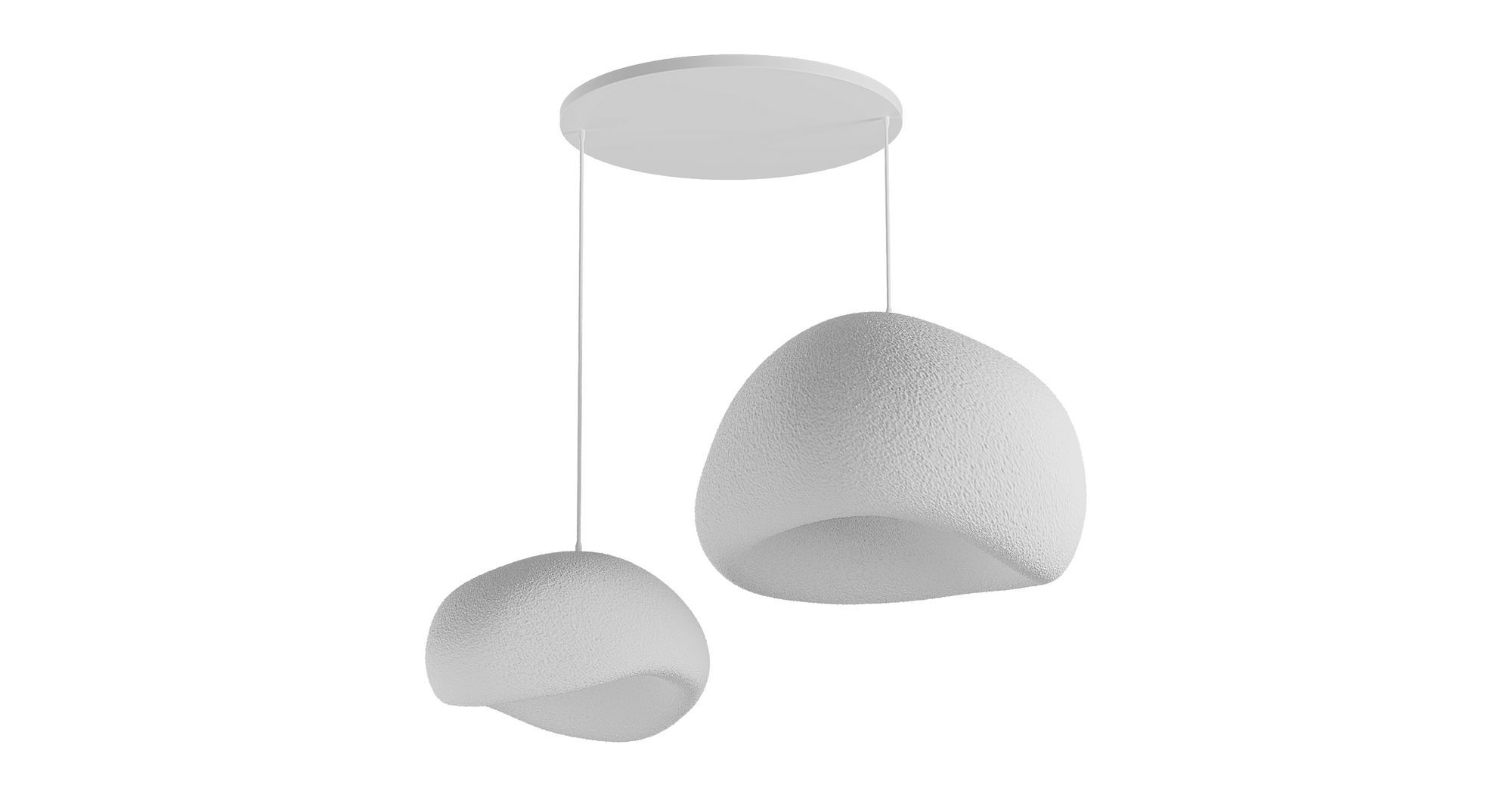 2-Flammig Wabi Sabi Rawbends Pendelleuchte Weiß