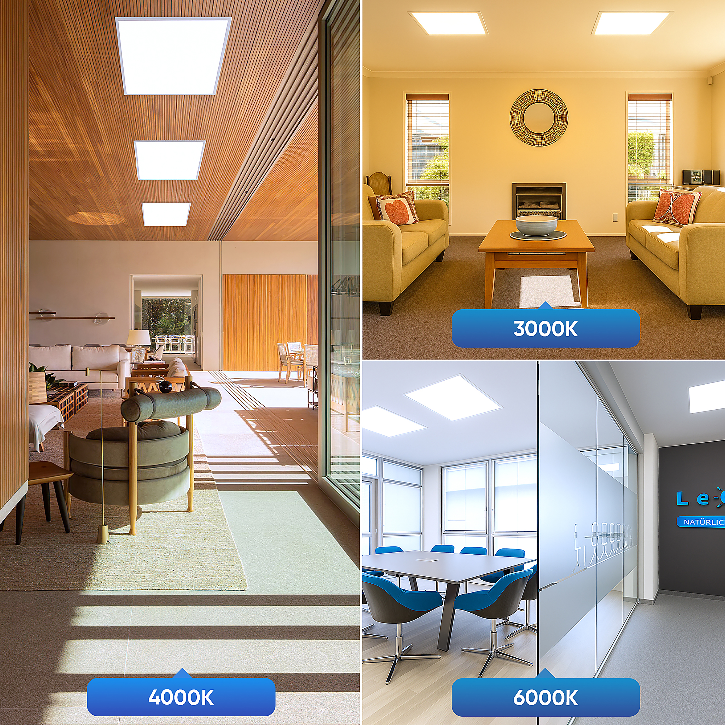 LED Panel Lecom Set of 6 1-Light Aluminum White
