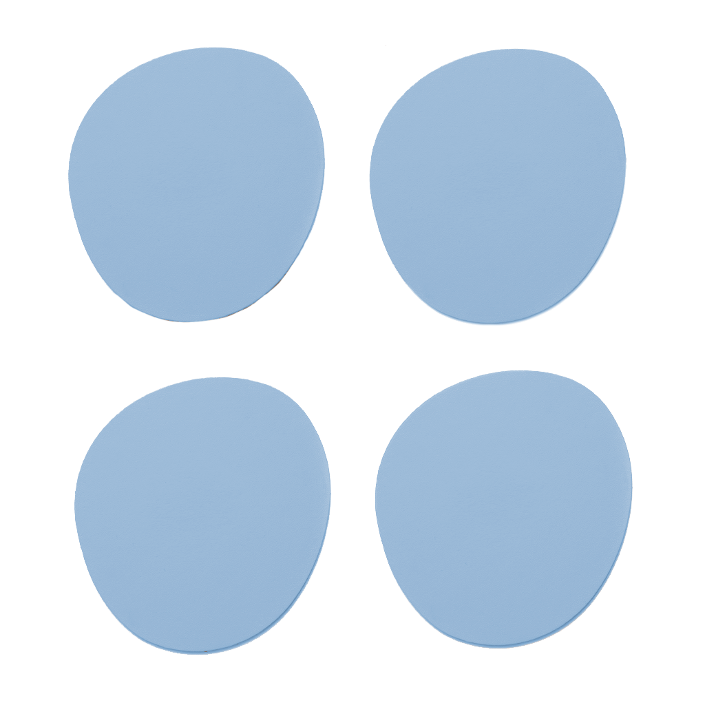 4x Stone Untersetzer 100% Recyceltes Leder Hellblau