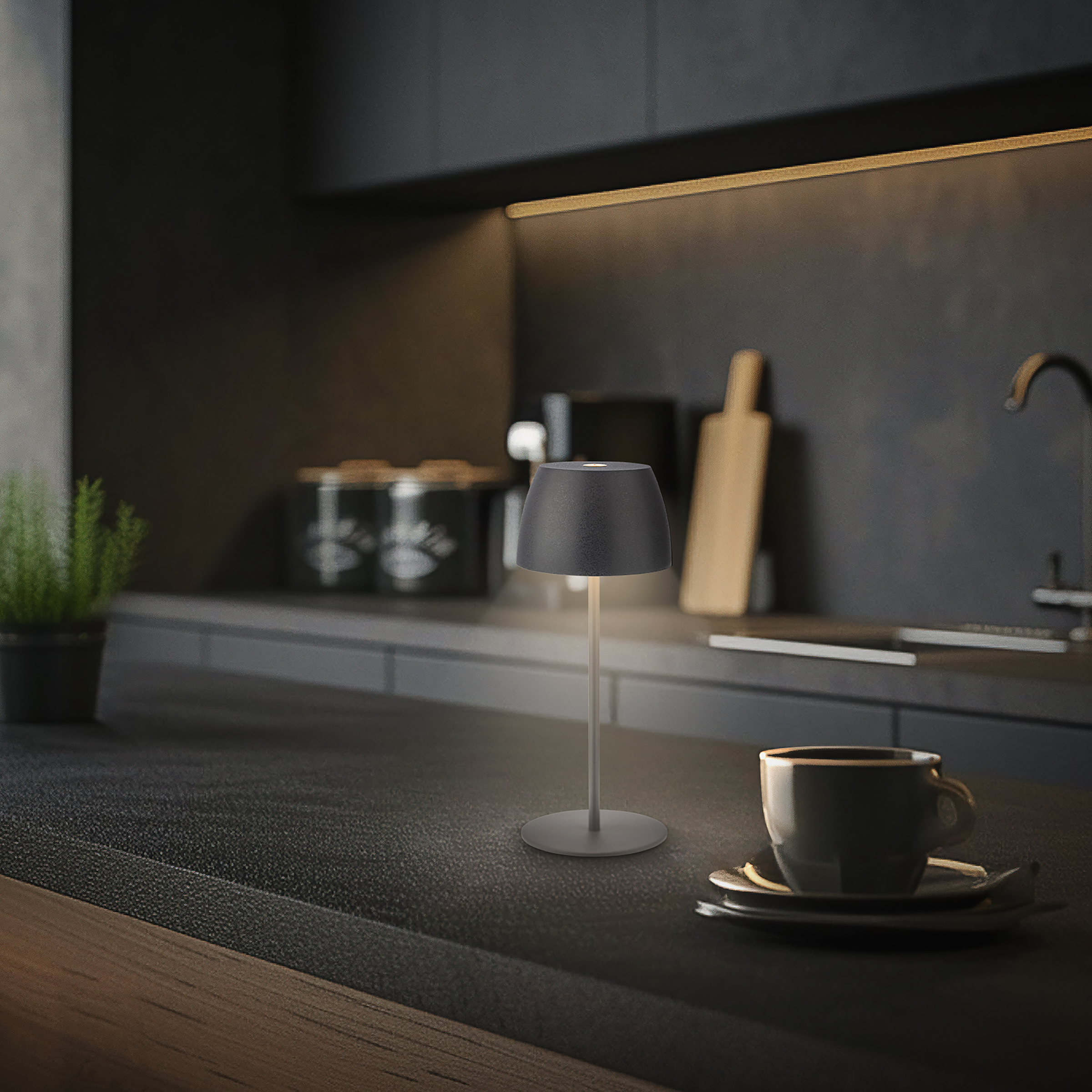 Serina LED Akku Tischleuchte Mini Grau