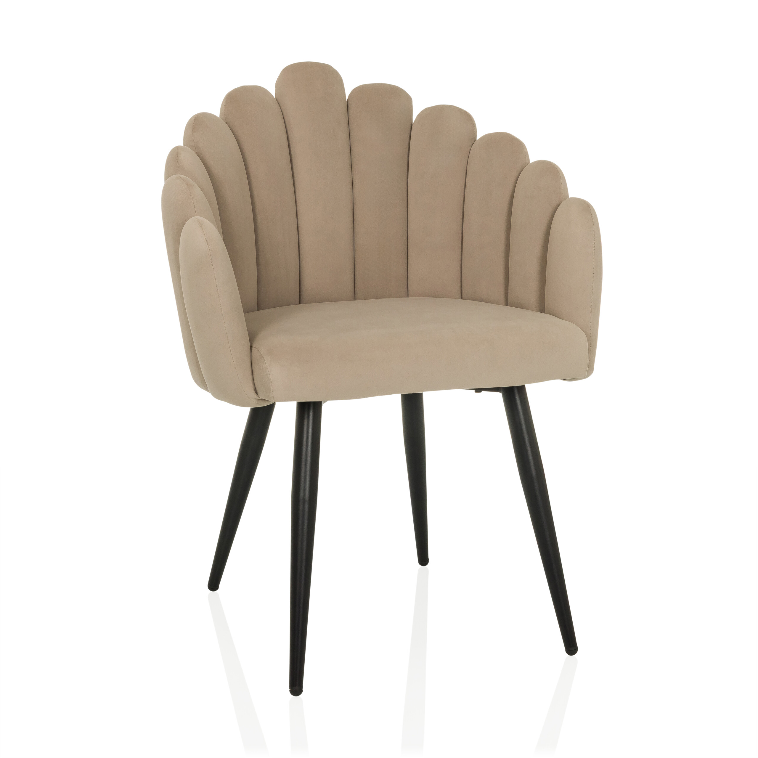 SCALLORE Dining chair in shell shape velvet light brown