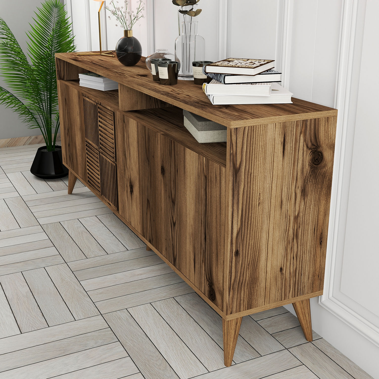 Milan Sideboard Walnussbraun 180cm