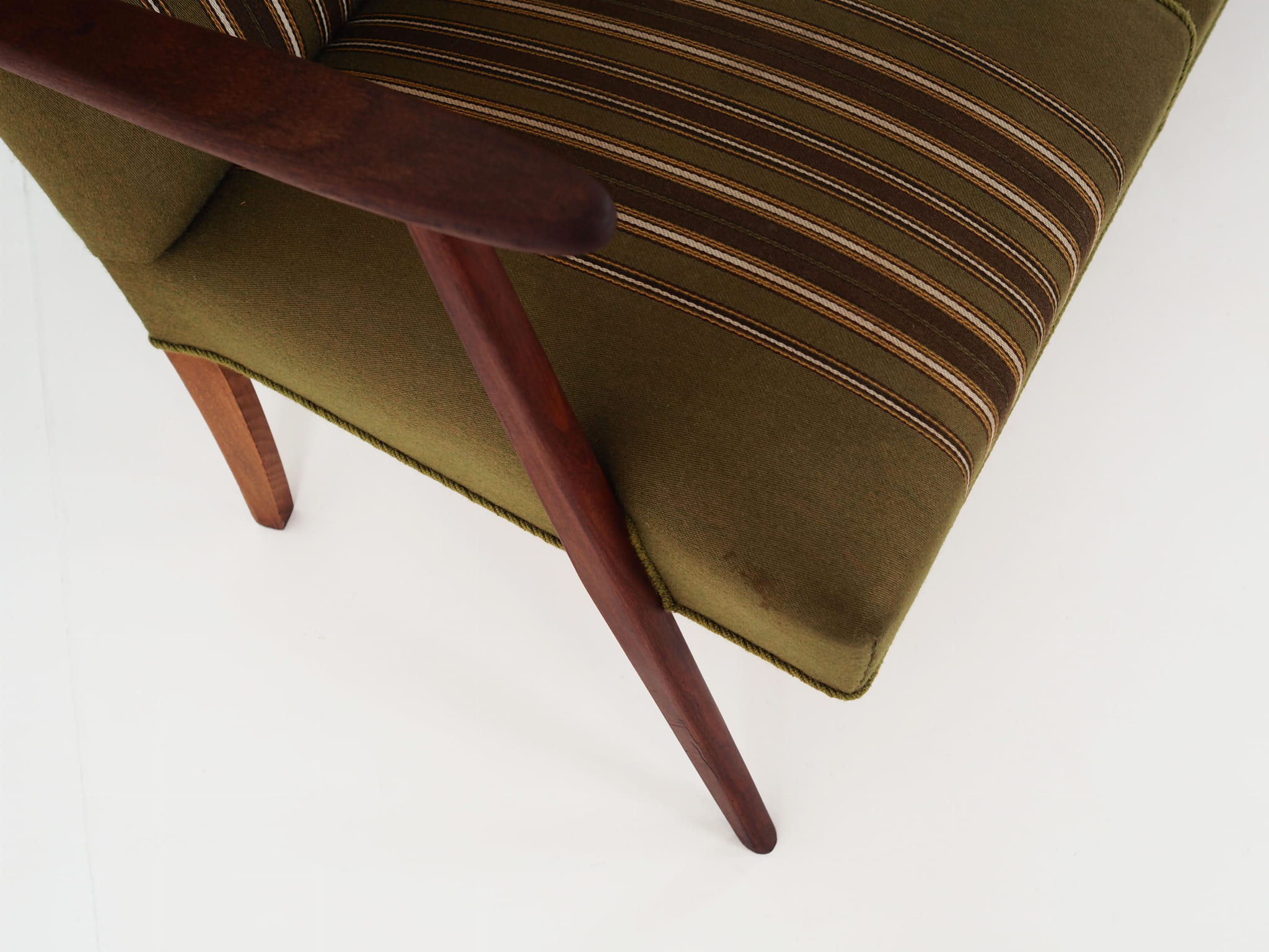 Vintage Sofa Teakholz Textil Grün 1960er Jahre 