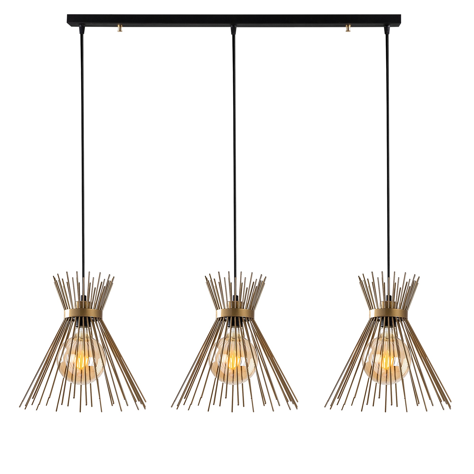 Pendant lamp 3 elements Adjustable height Black
