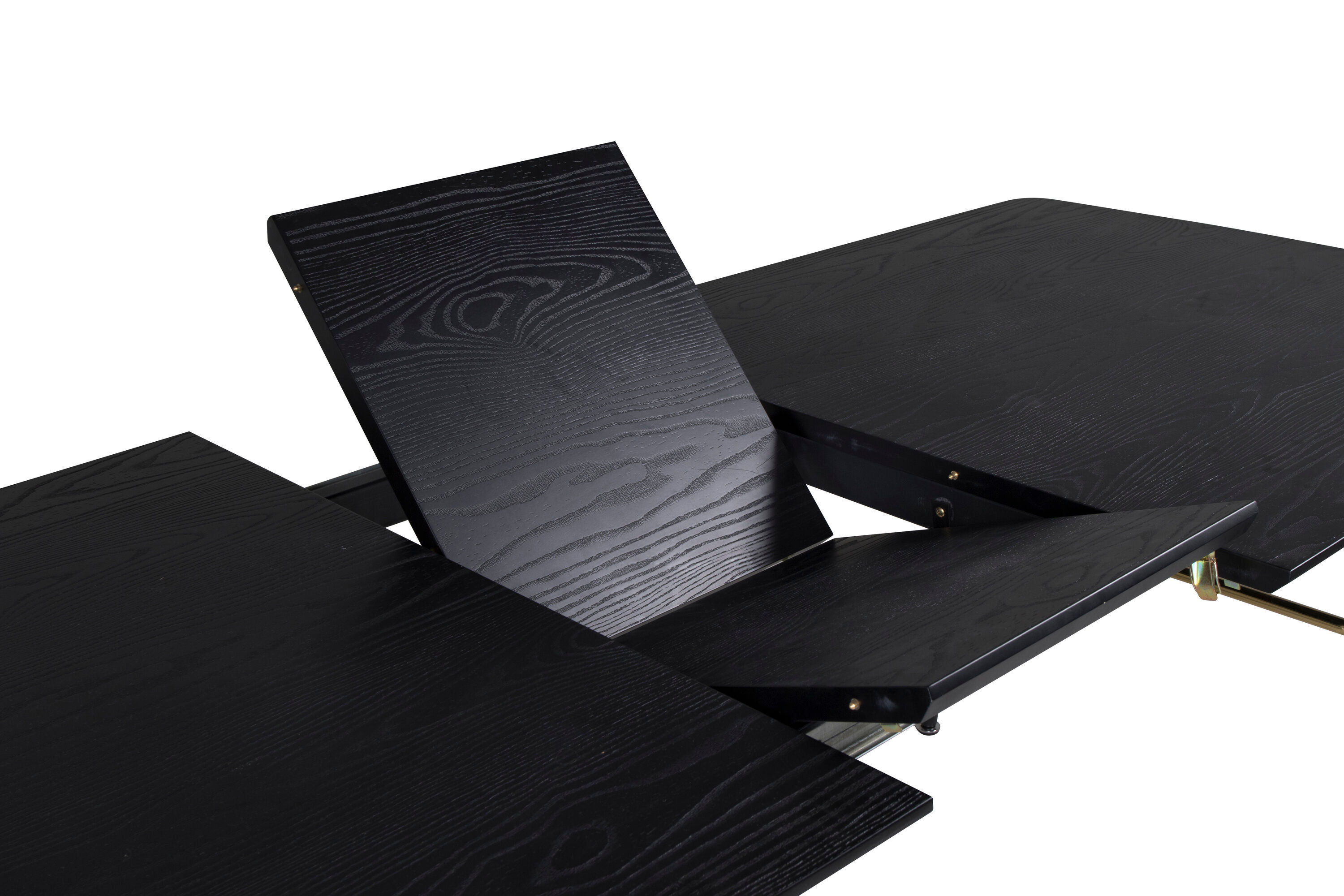 Gold Ausziehtisch 180x85x76 Schwarzes Furnier Messingdetails