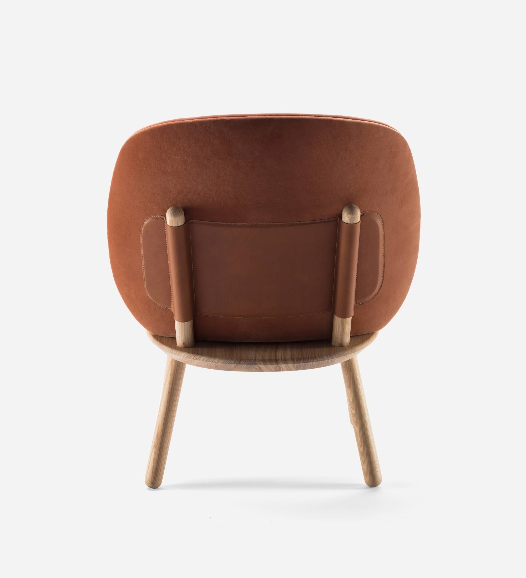 Loungestuhl Eschenholz Velour Terracotta